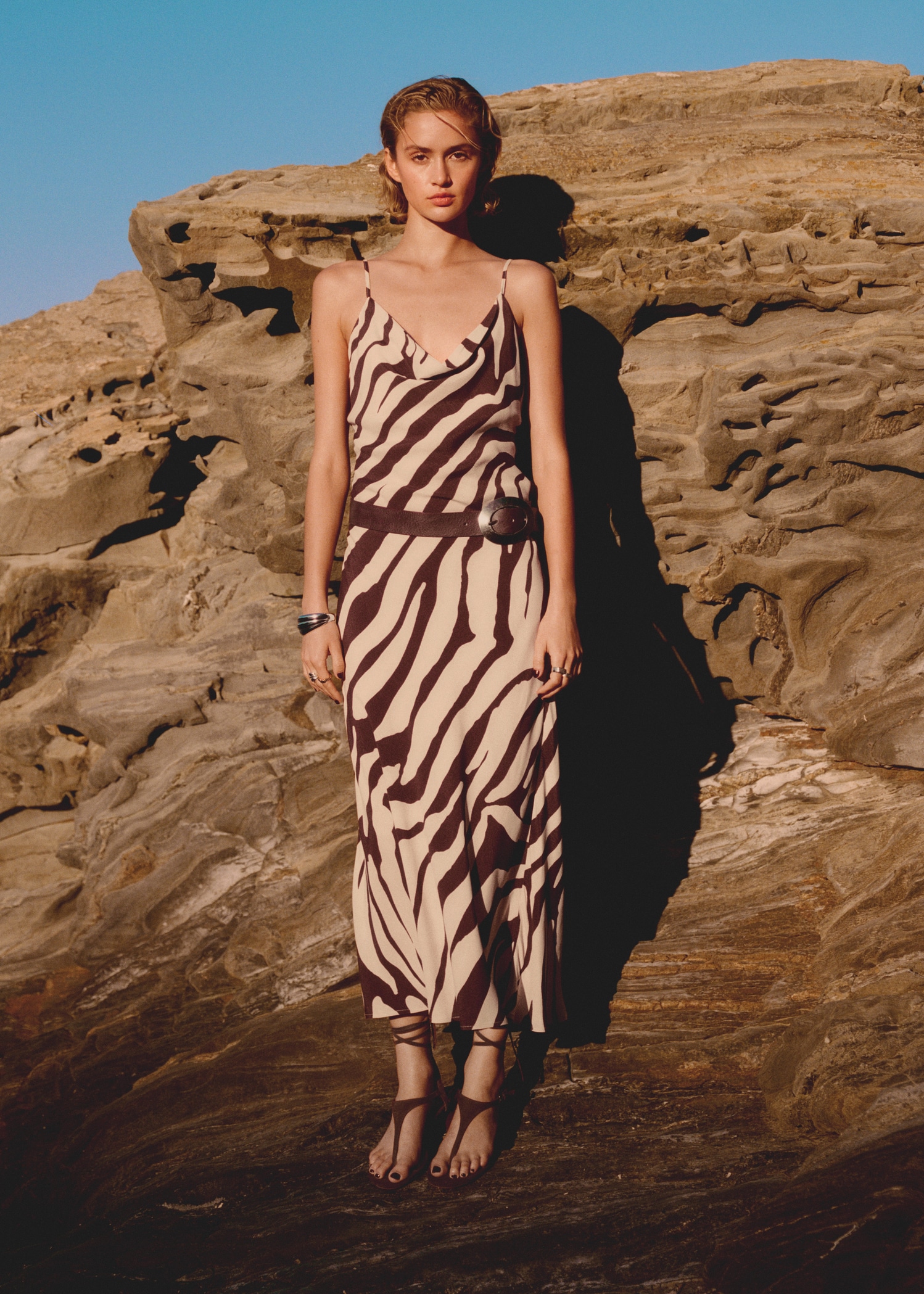 Animal-print dress with draped neckline - Details of the article 6