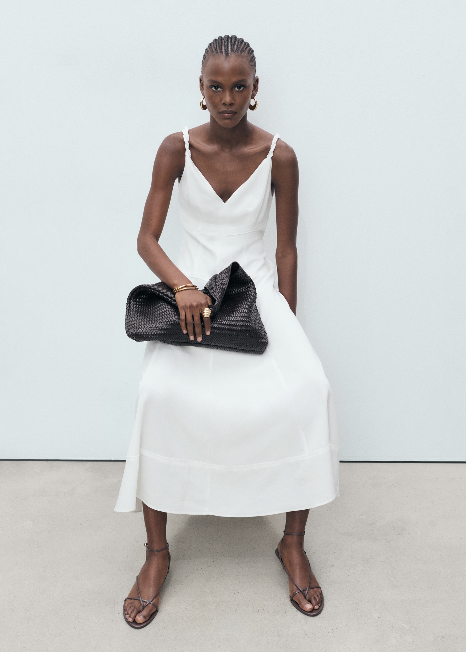 Vestido largo escote pico