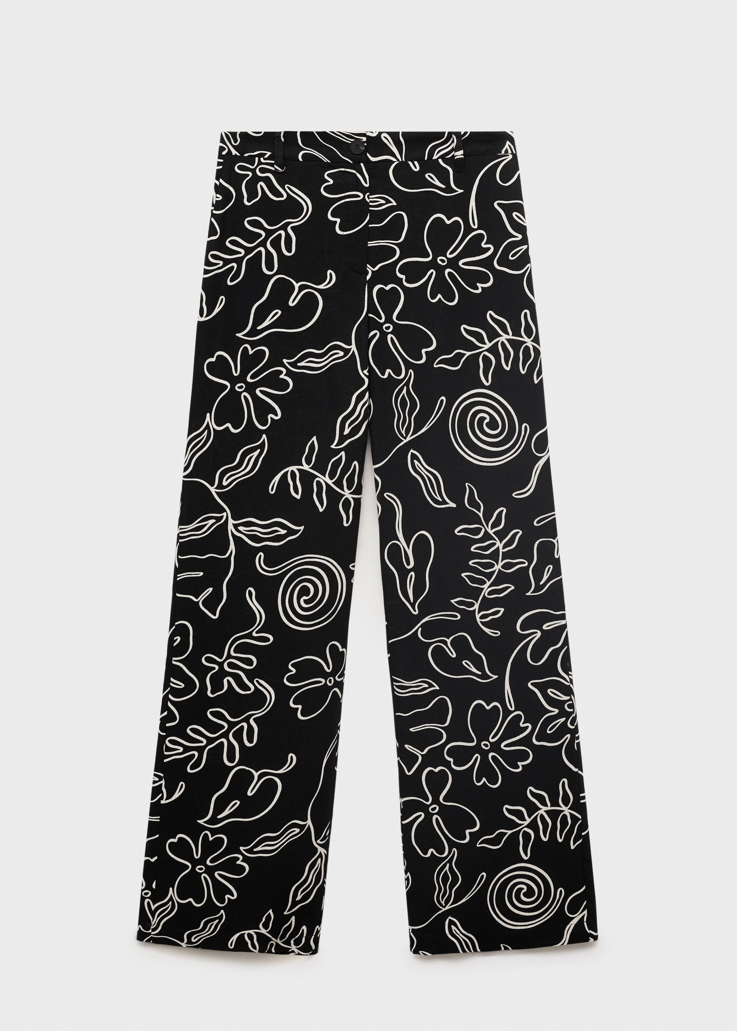 Floral-print linen-blend trousers - Article without model