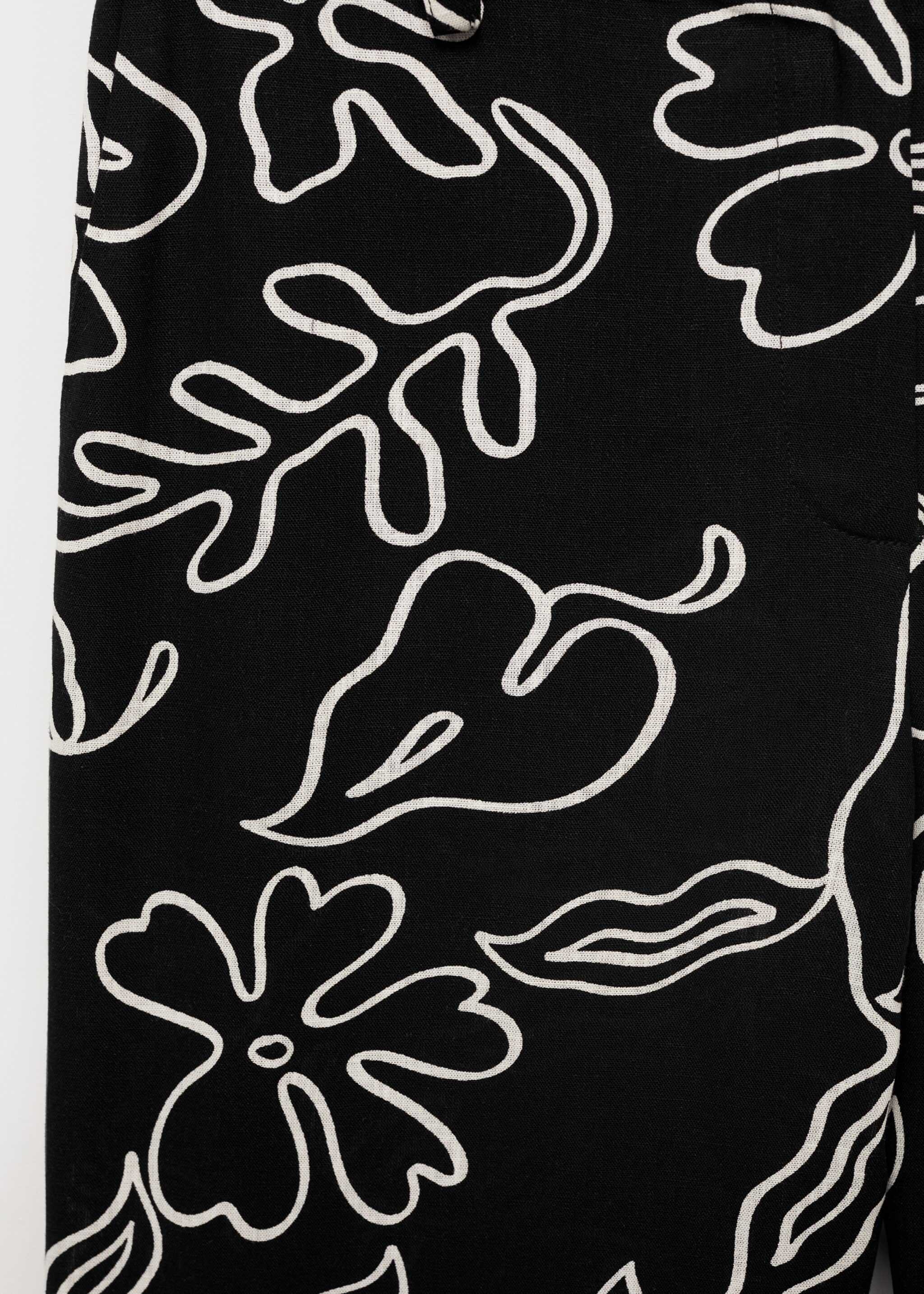 Floral-print linen-blend trousers - Details of the article 0