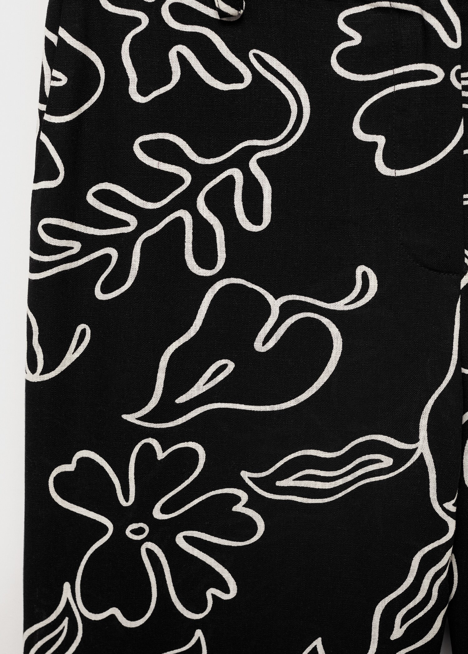 Floral-print linen-blend trousers - Details of the article 0