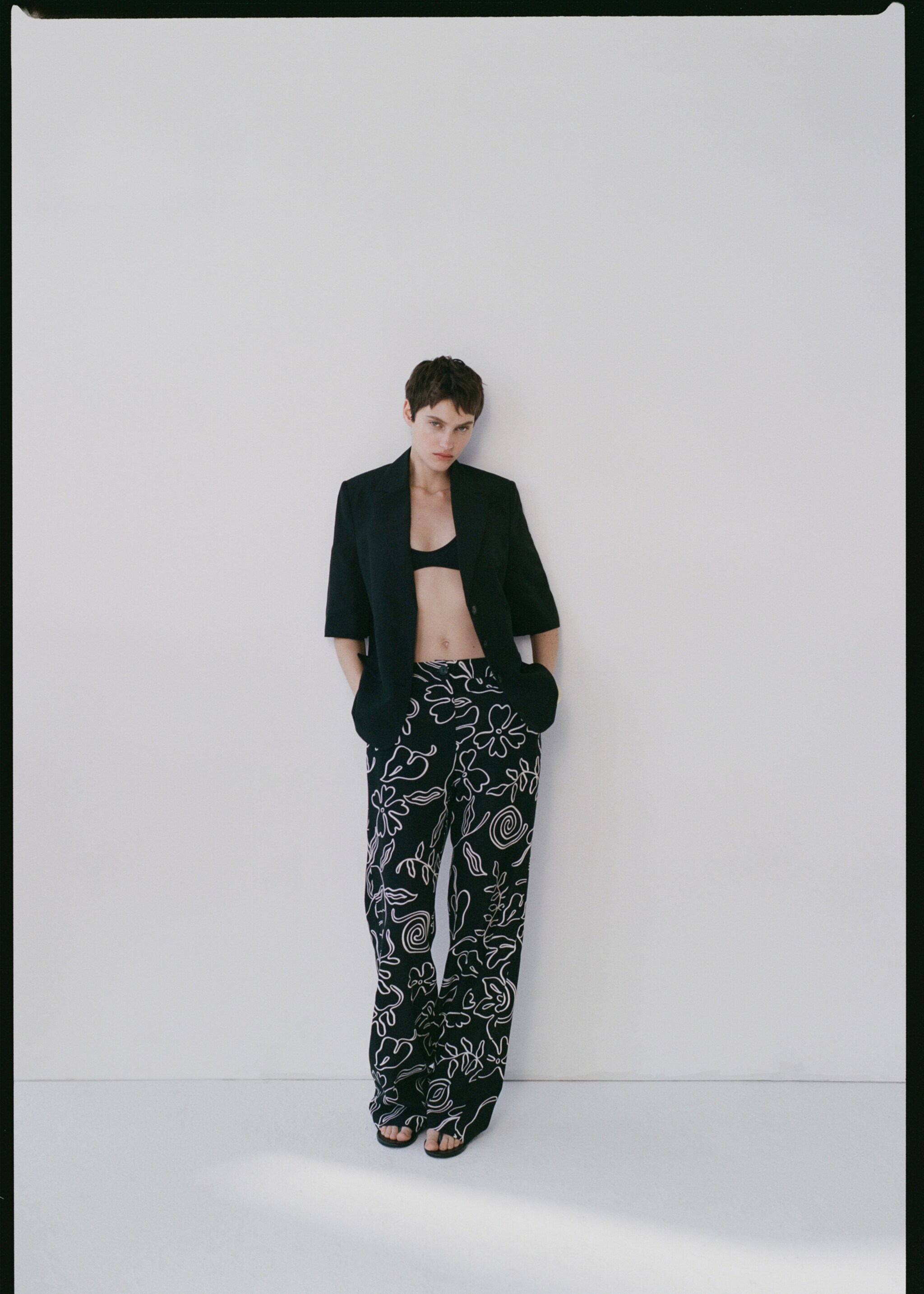Floral-print linen-blend trousers - Details of the article 6