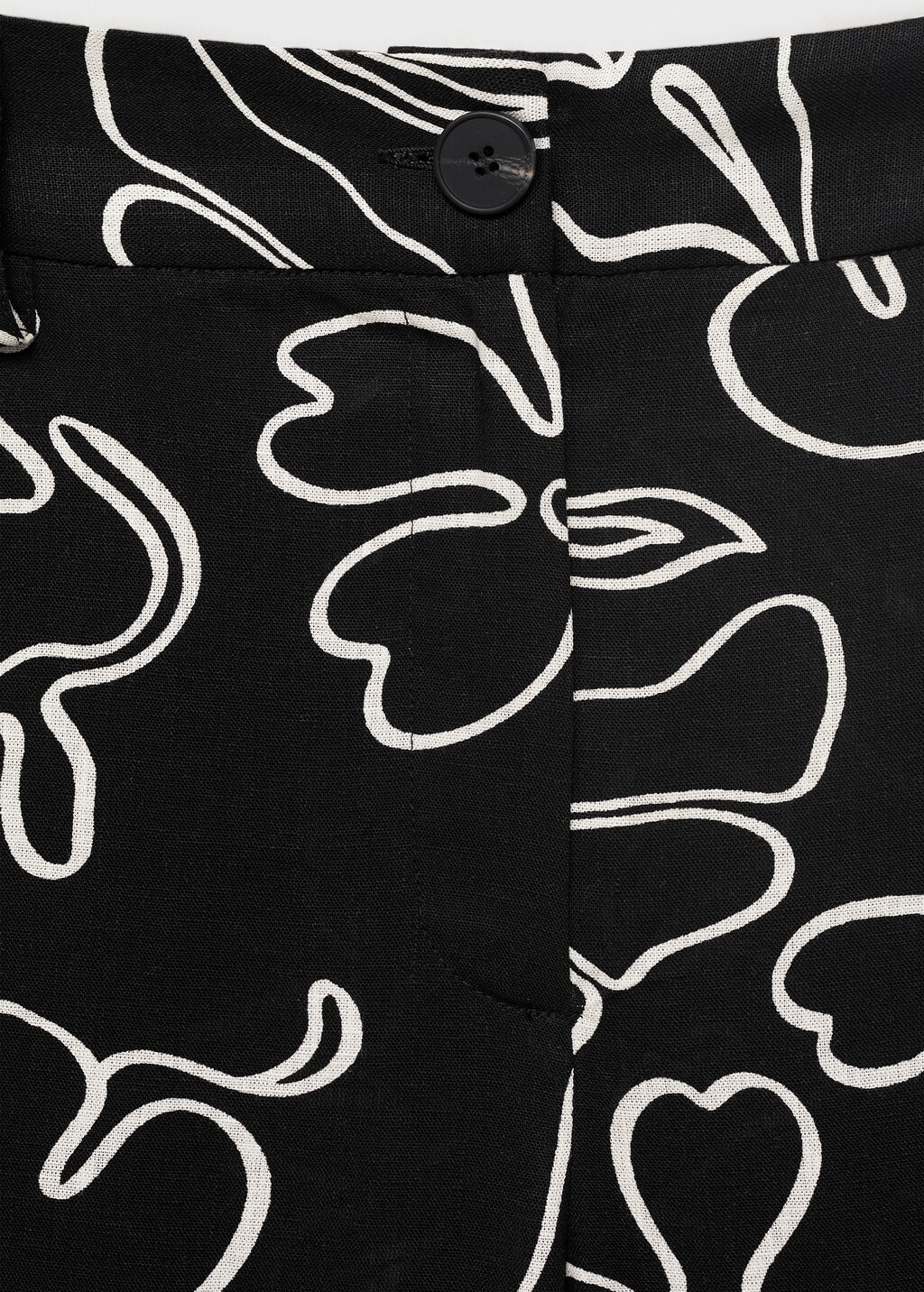 Floral-print linen-blend pants