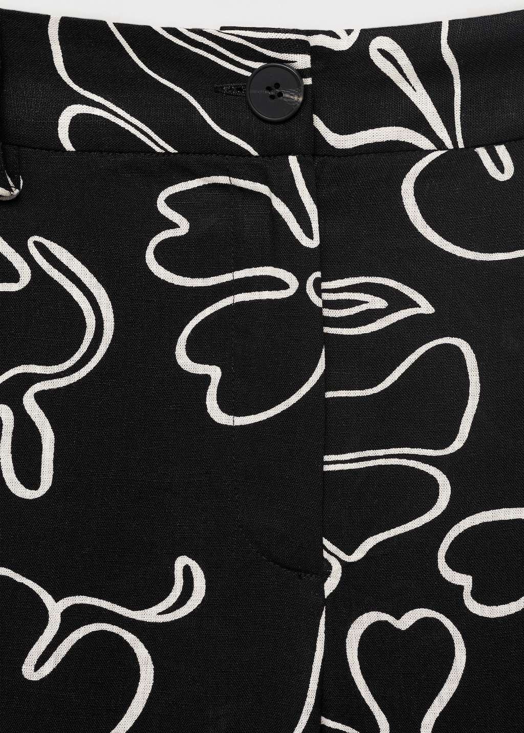 Floral-print linen-blend pants