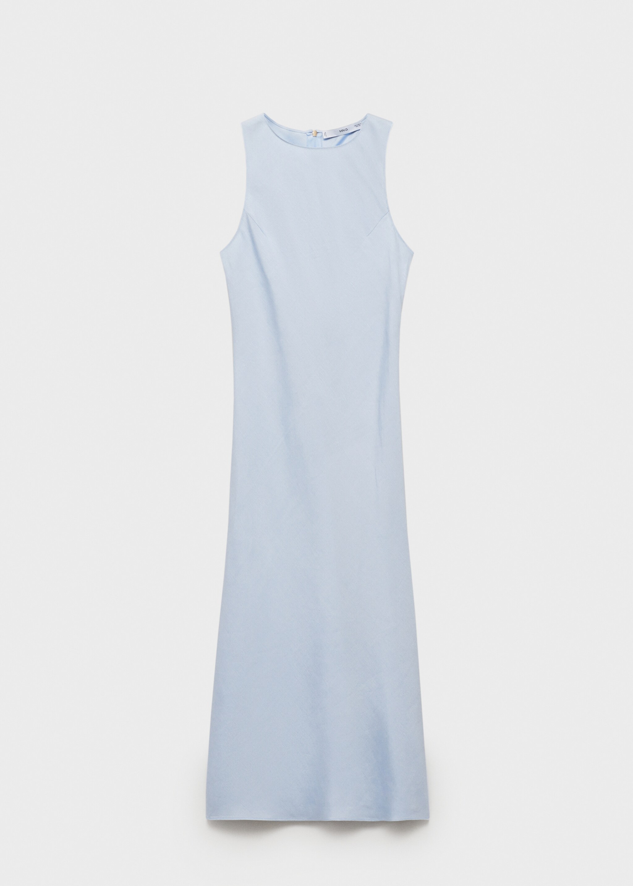 Linen-blend midi dress - Article without model, Aqua Green. Ref: 17021172-00.