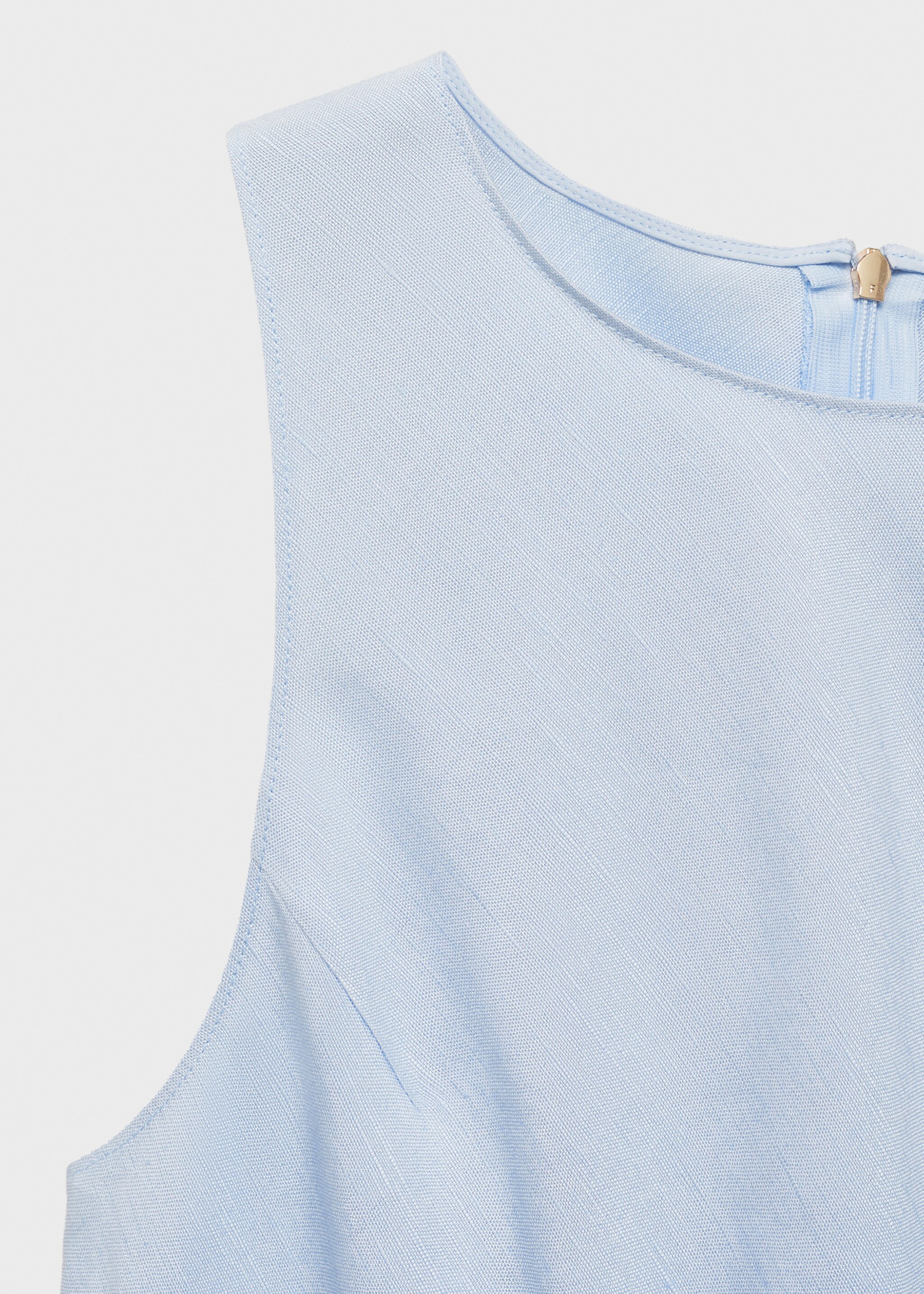 Linen-blend midi dress - Details of the article 8, Aqua Green. Ref: 17021172-00.
