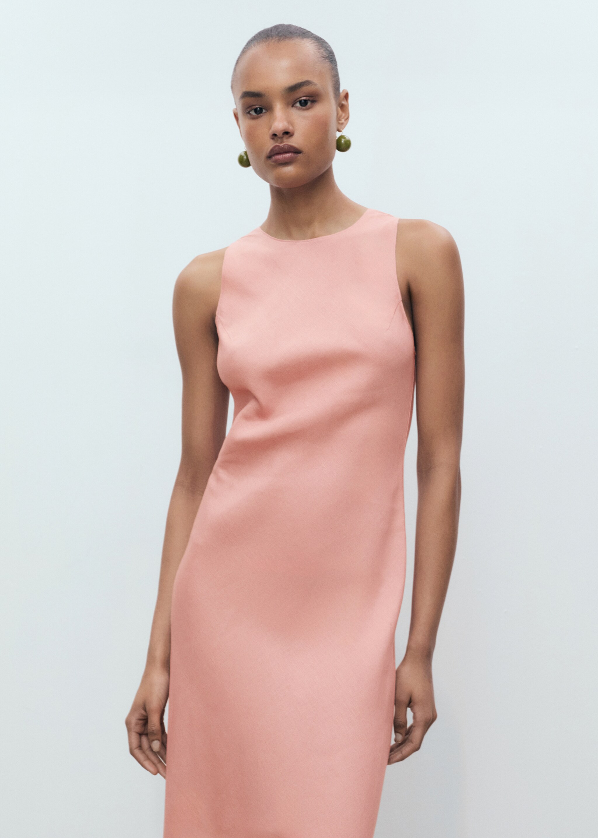 Linen-blend midi dress - Medium plane