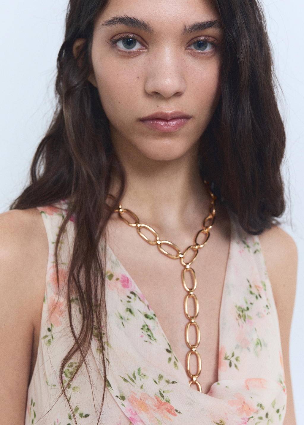 Floral-print draped dress