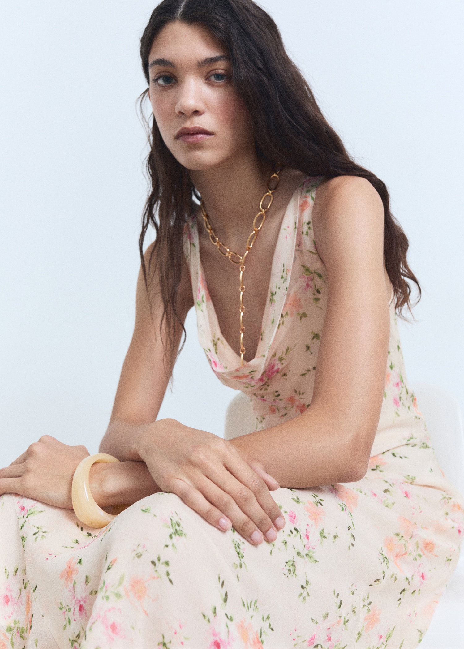 Floral-print draped dress - Main Image