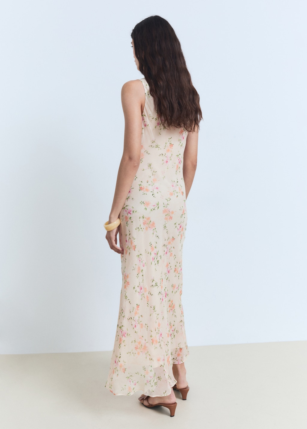 Floral-print draped dress