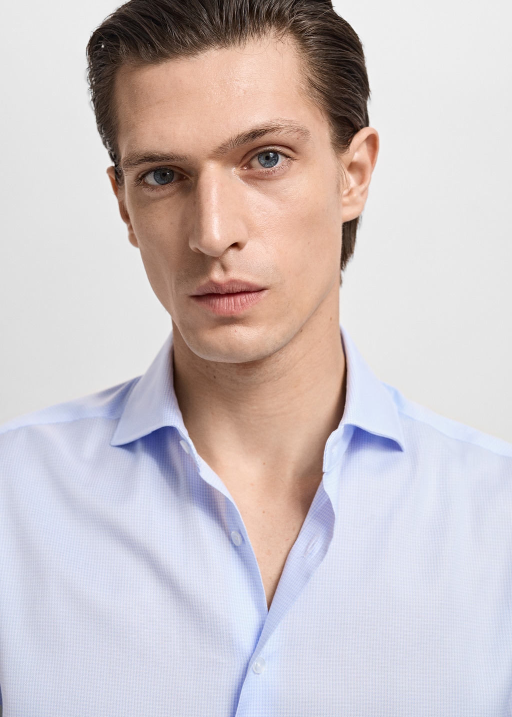 Slim-fit micro-print twill suit shirt