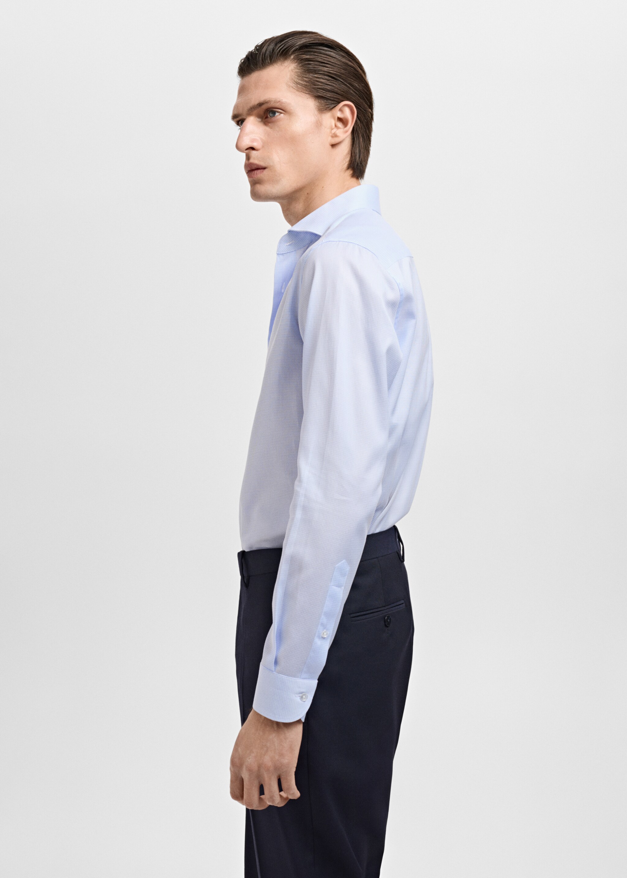 Slim-fit micro-print twill suit shirt - Details of the article 2
