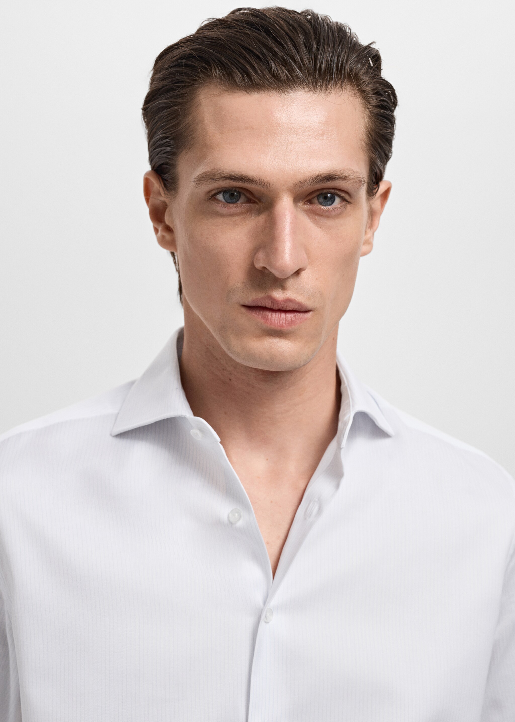 Slim fit cotton striped suit shirt - Details of the article 1