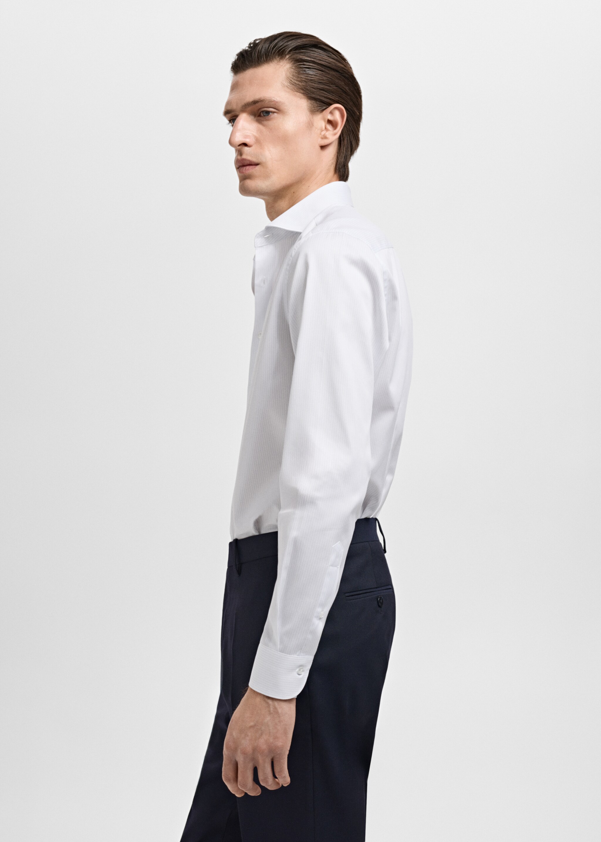 Slim fit cotton striped suit shirt - Details of the article 2