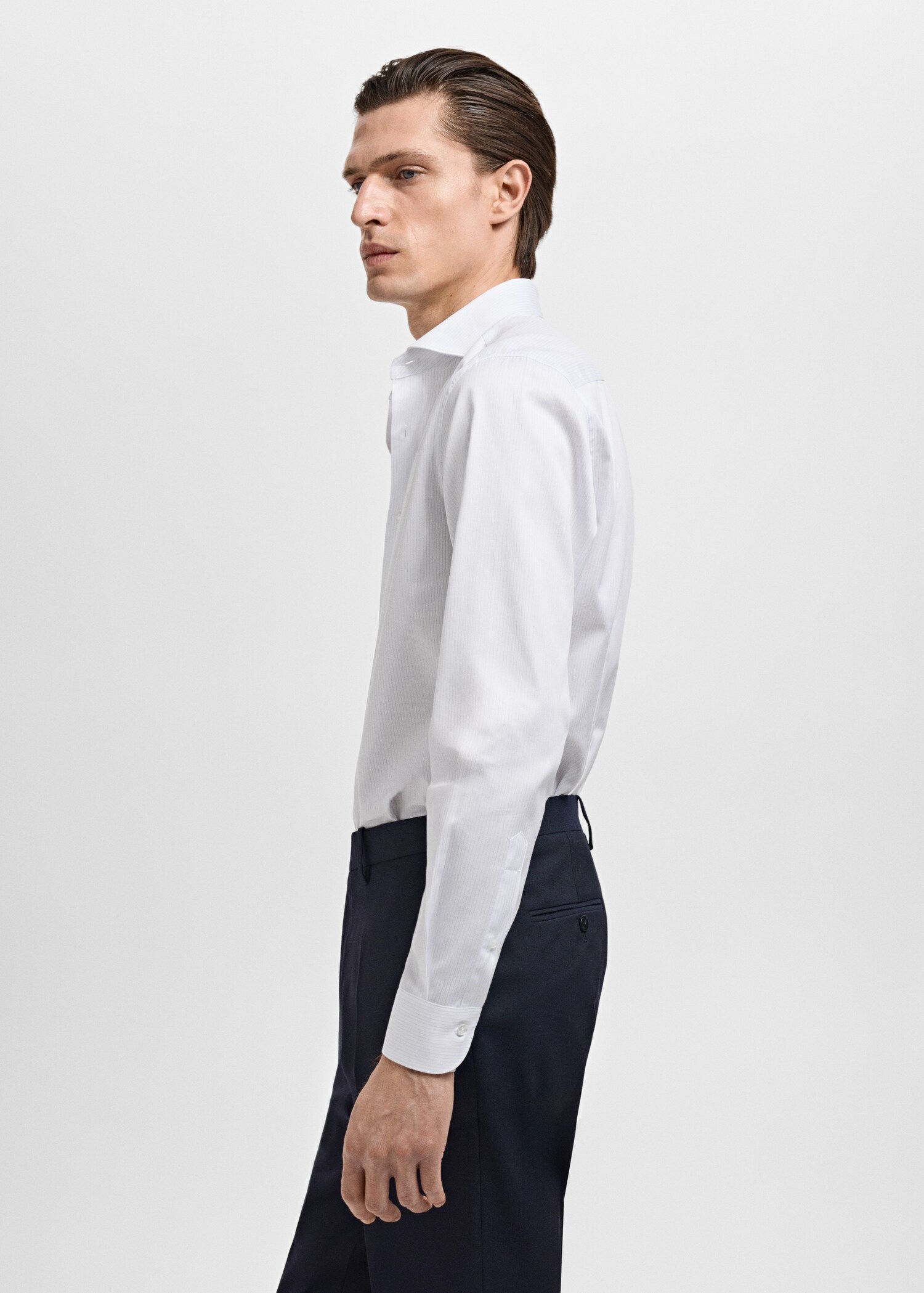 Slim fit cotton striped suit shirt - Details of the article 2