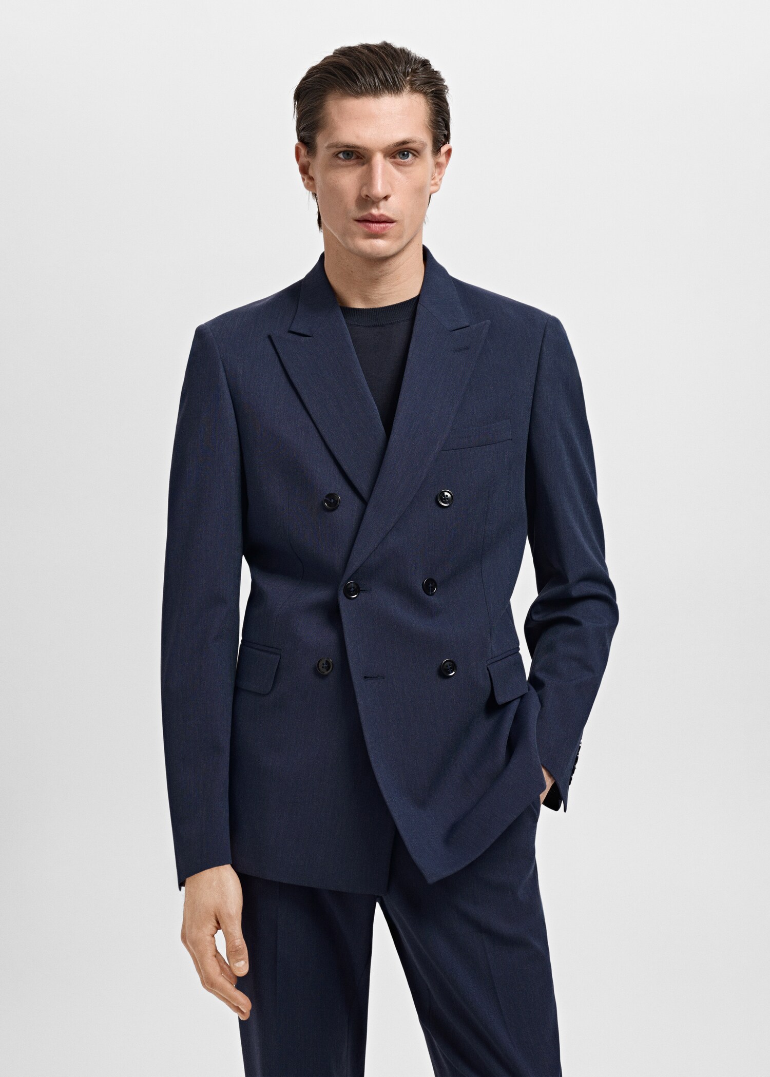 Monaco double-breasted slim-fit suit blazer - Medium plane