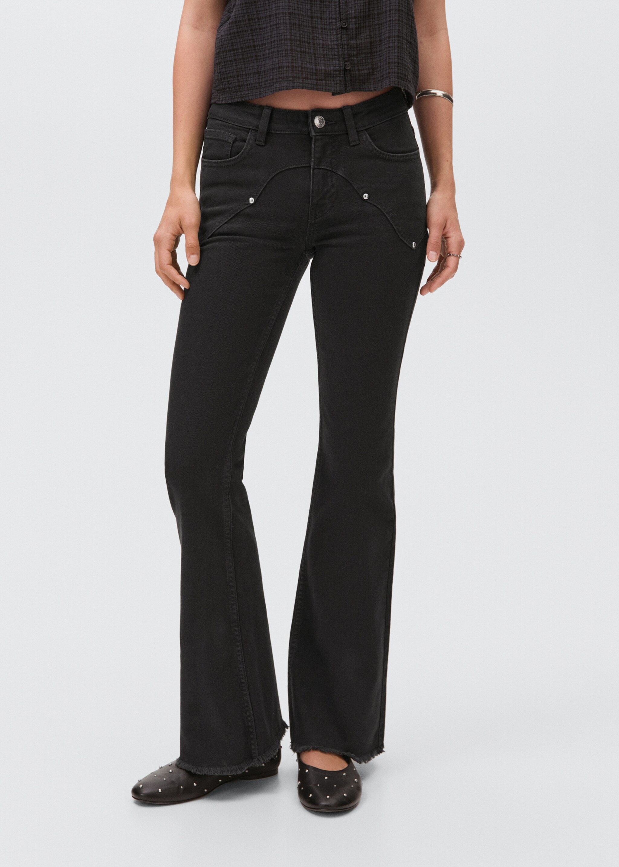Flared jeans with studs - Medium plane