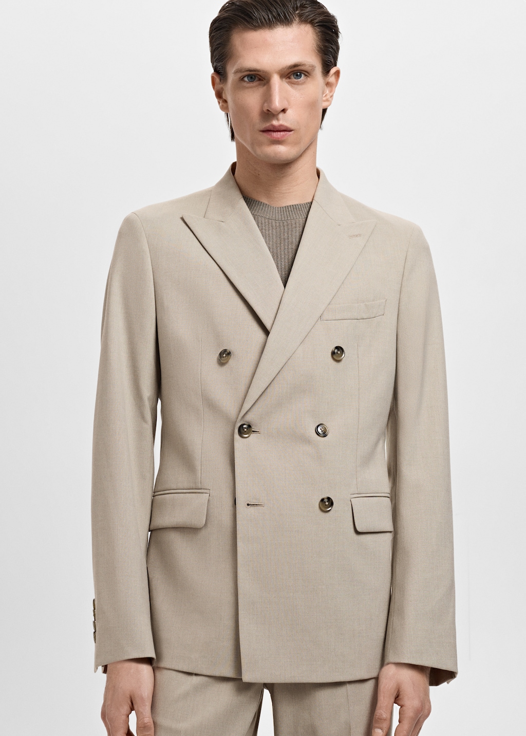 Monaco double-breasted slim-fit suit blazer