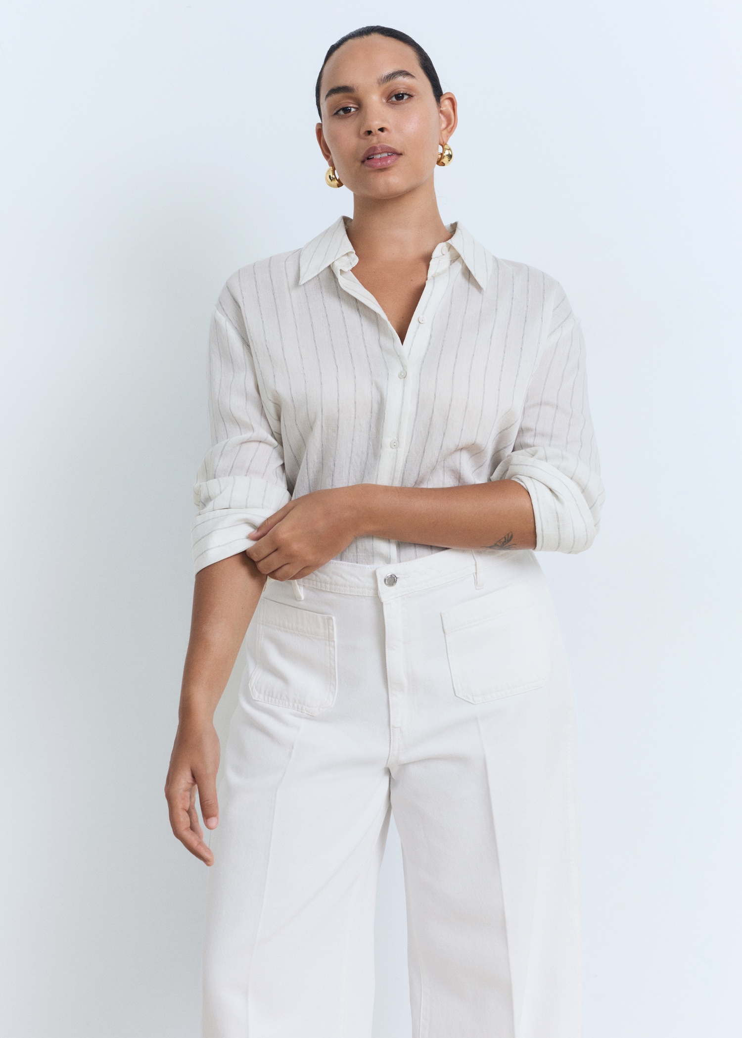 High-rise wide leg jeans with pockets Women MANGO India