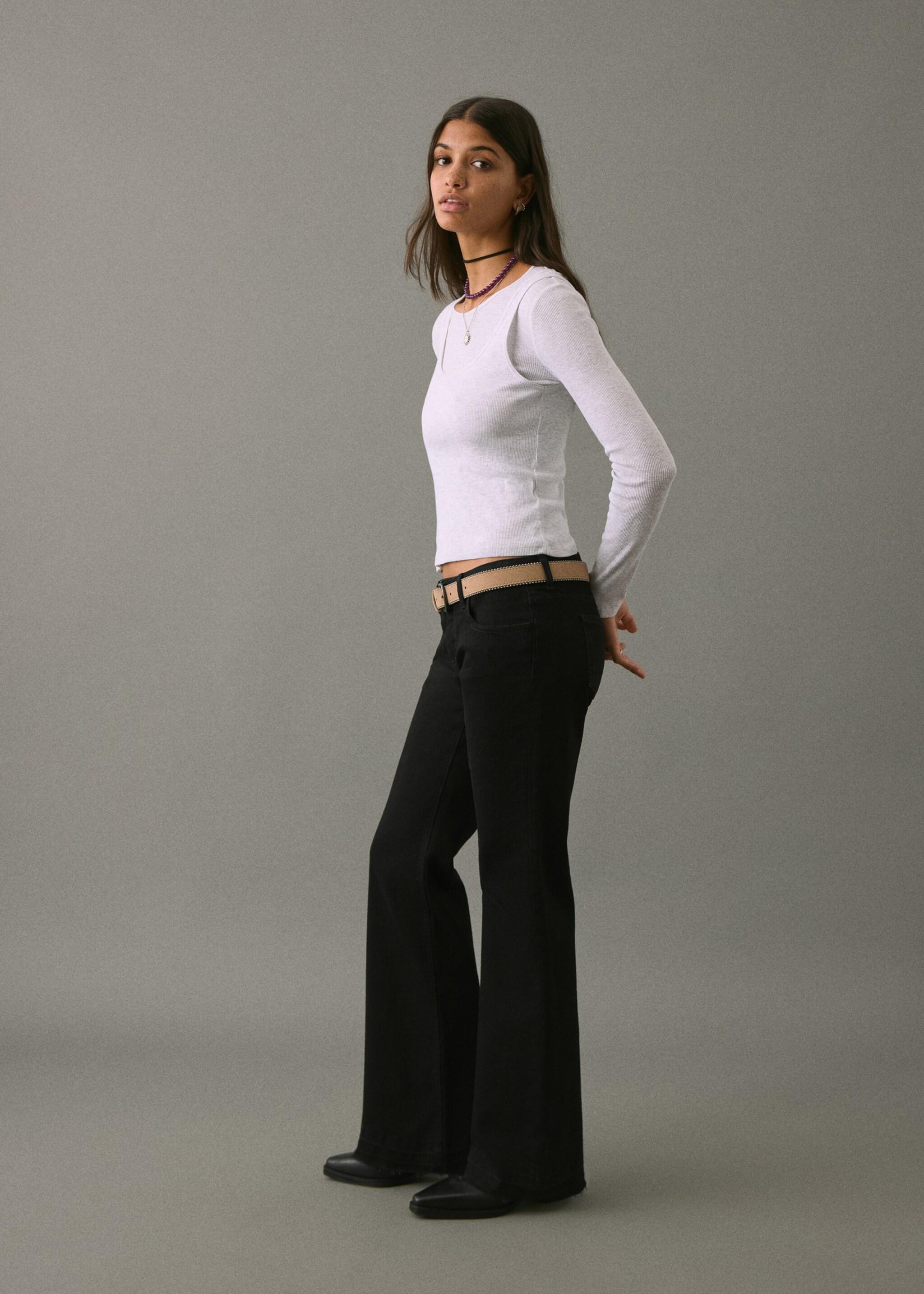 Low-waist flared jeans - Medium plane, Black. Ref: 17021193-00.
