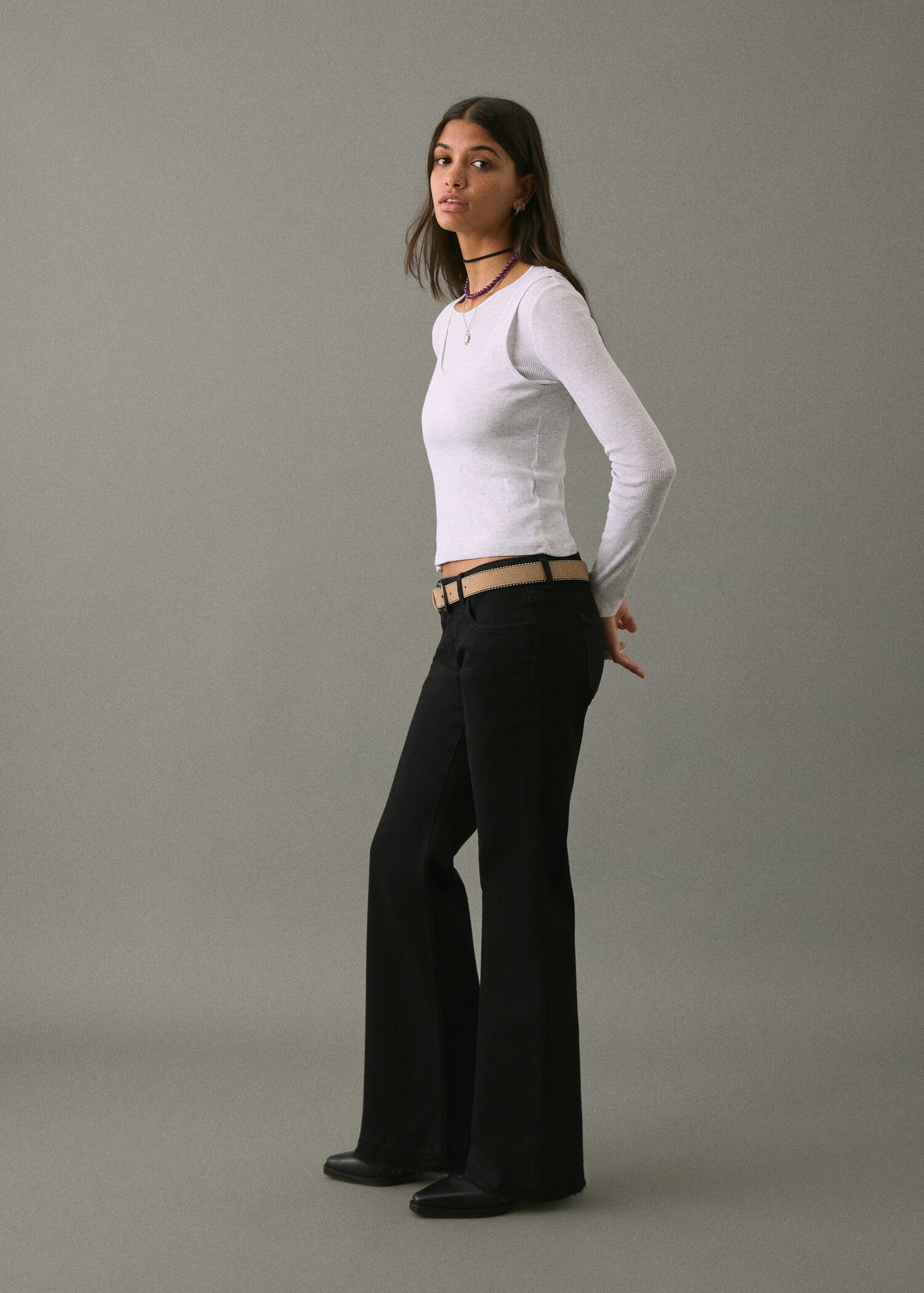 Low-waist flared jeans - Medium plane