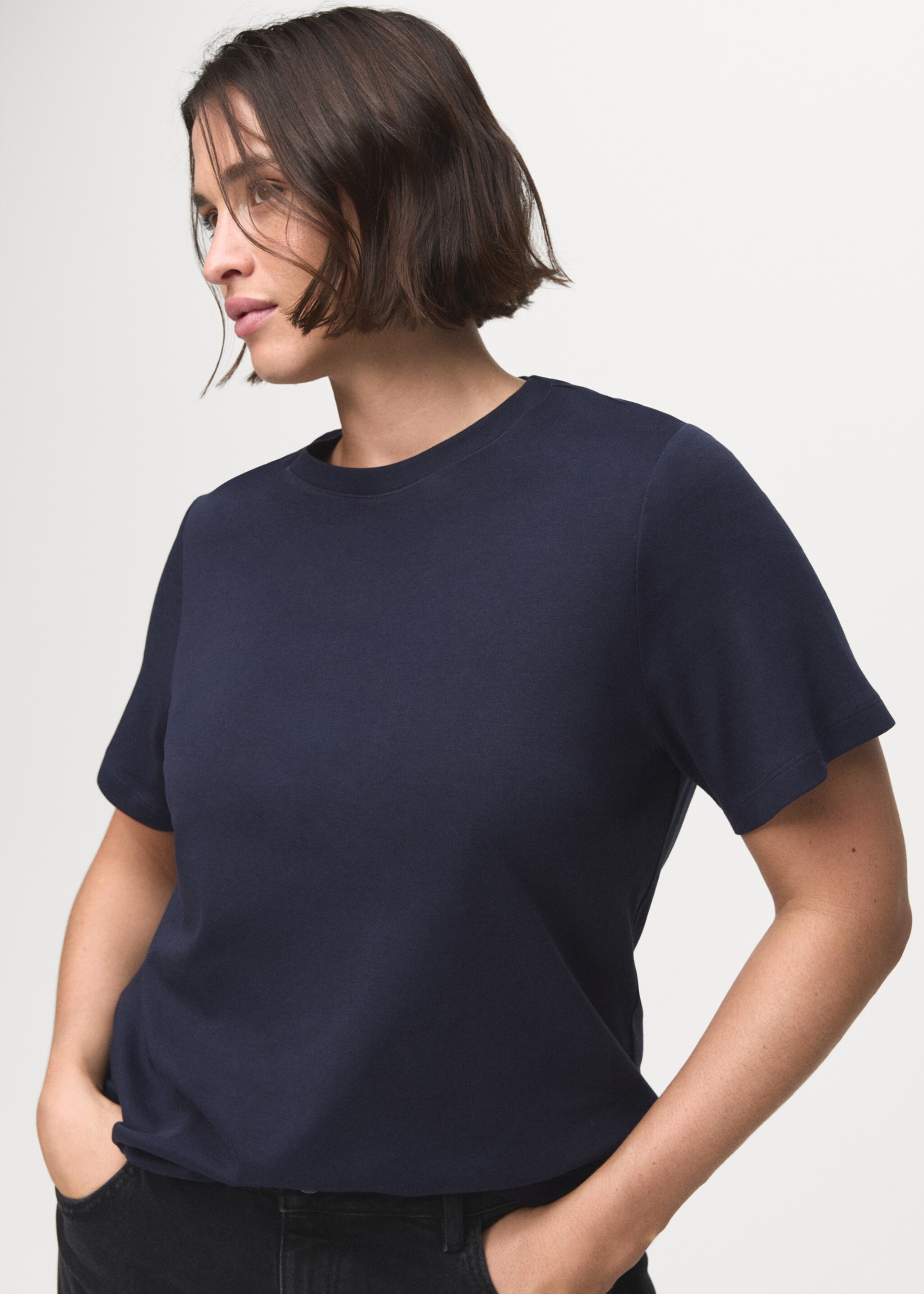 Cotton short-sleeved t-shirt - Details of the article 5, Navy. Ref: 17021197-00.