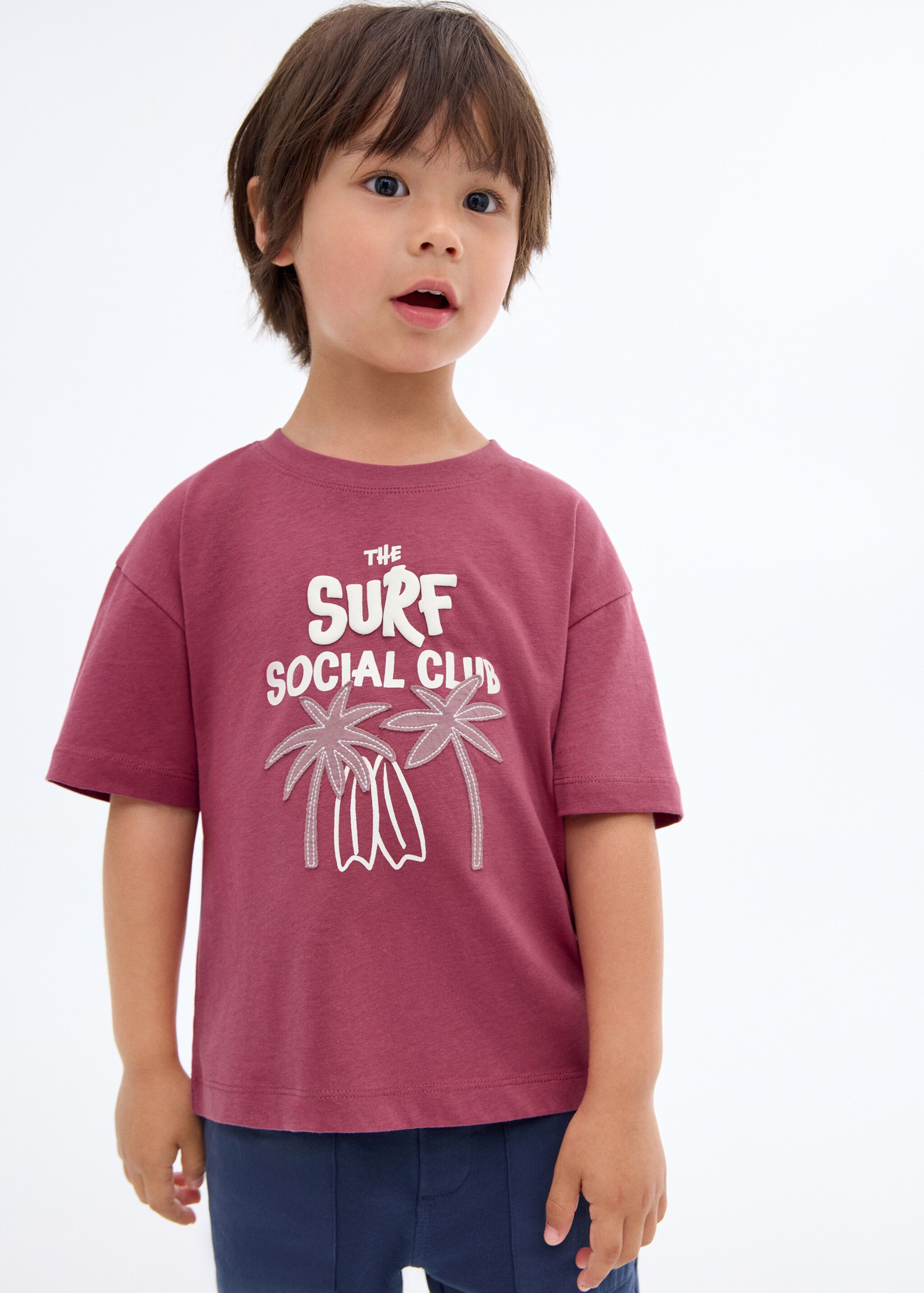 Embroidered detail print t-shirt - Medium plane