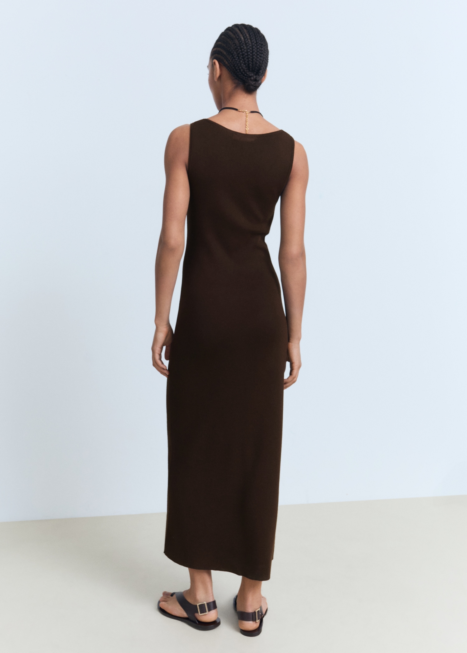 Knitted dress with bow neckline - Reverse of the article