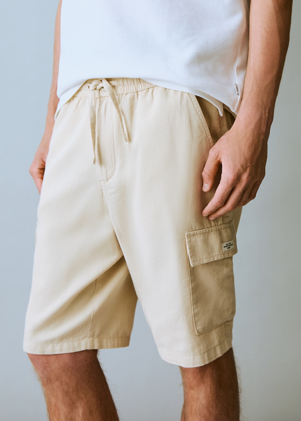 Cargo linen bermuda shorts