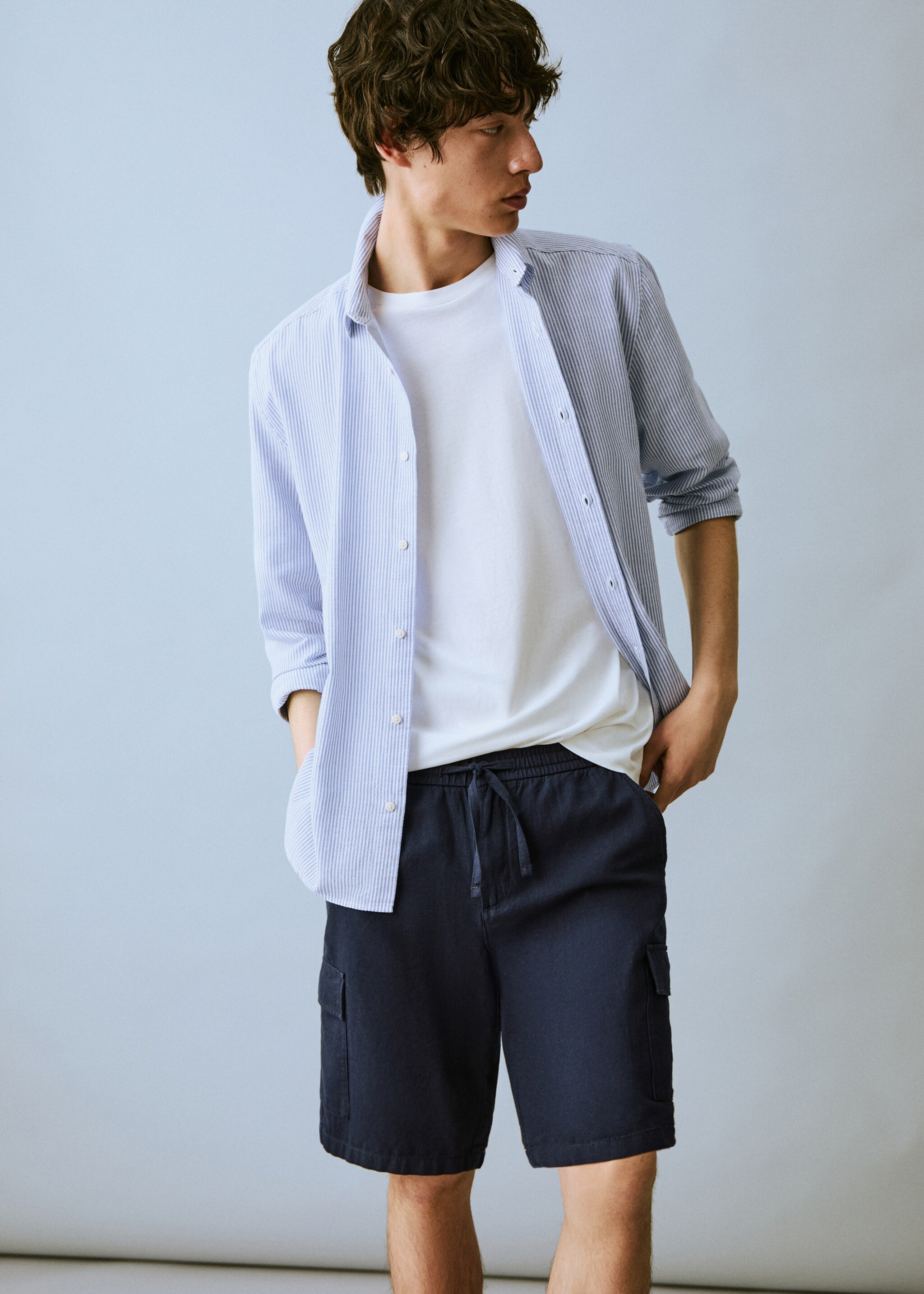 Cargo linen bermuda shorts - Medium plane