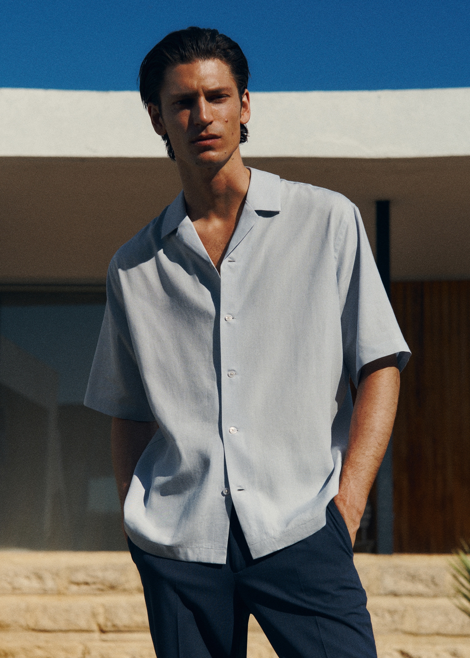 Camisa tencel lino cuello bowling - Detalle del artículo 5
