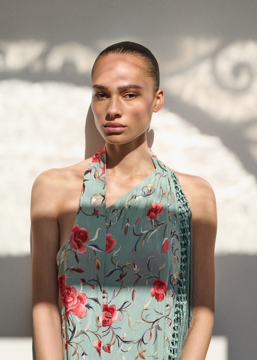 Asymmetrical dress with embroidered fringes - Women | MANGO USA