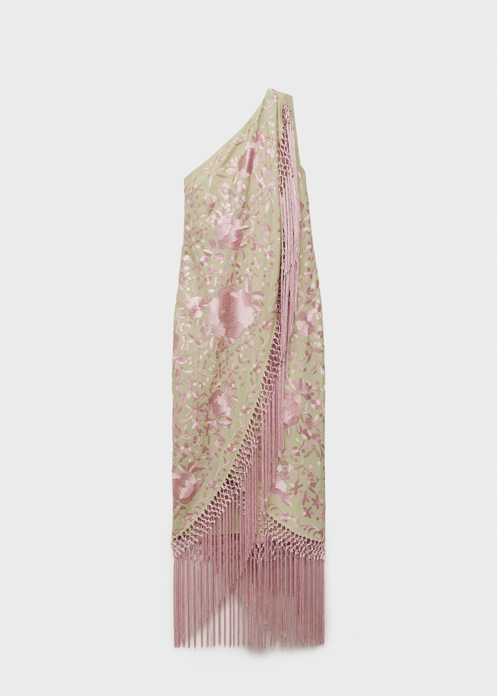 Mango Asymmetrical dress with embroidered fringes