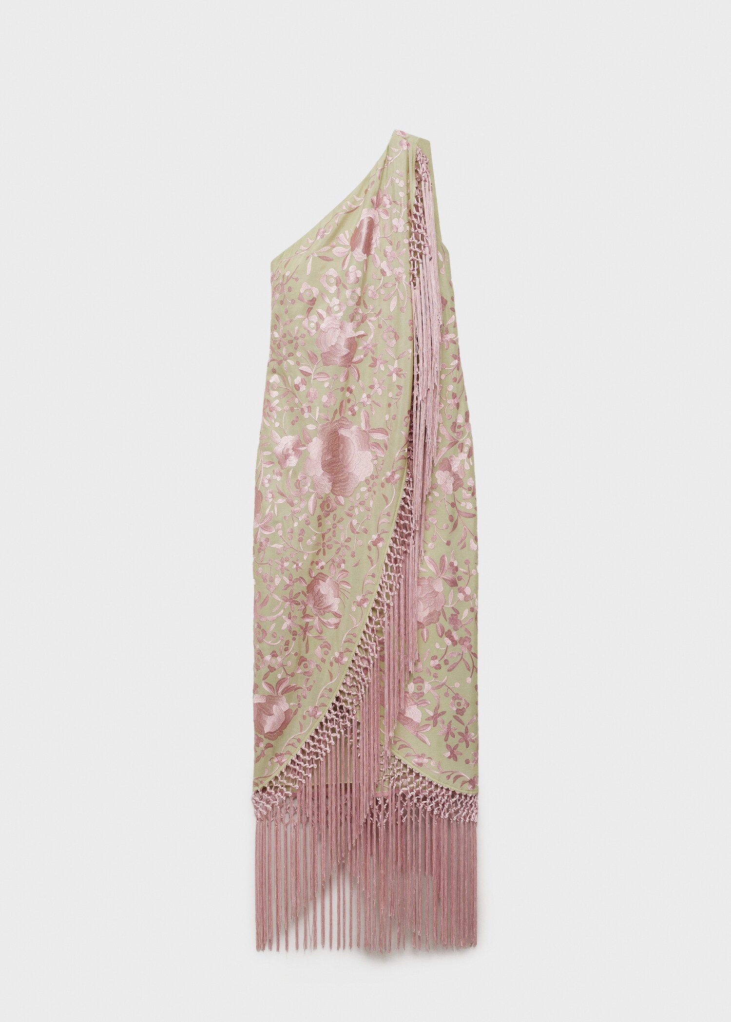 Vestido assimétrico com bordados e franjas - Artigo sem modelo