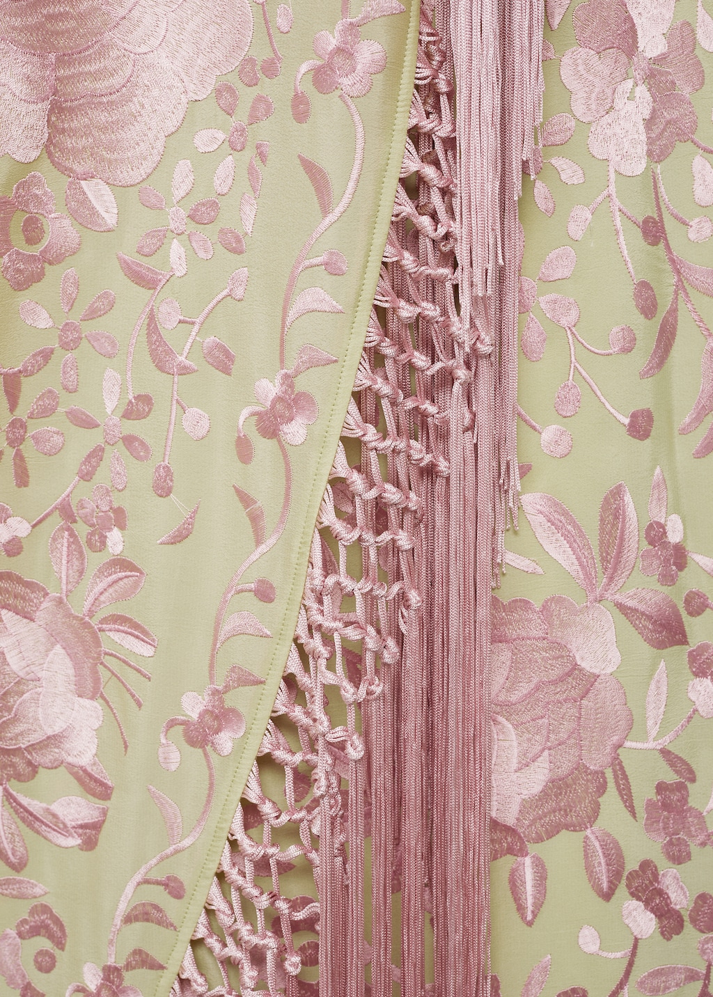 Asymmetrical dress with embroidered fringes