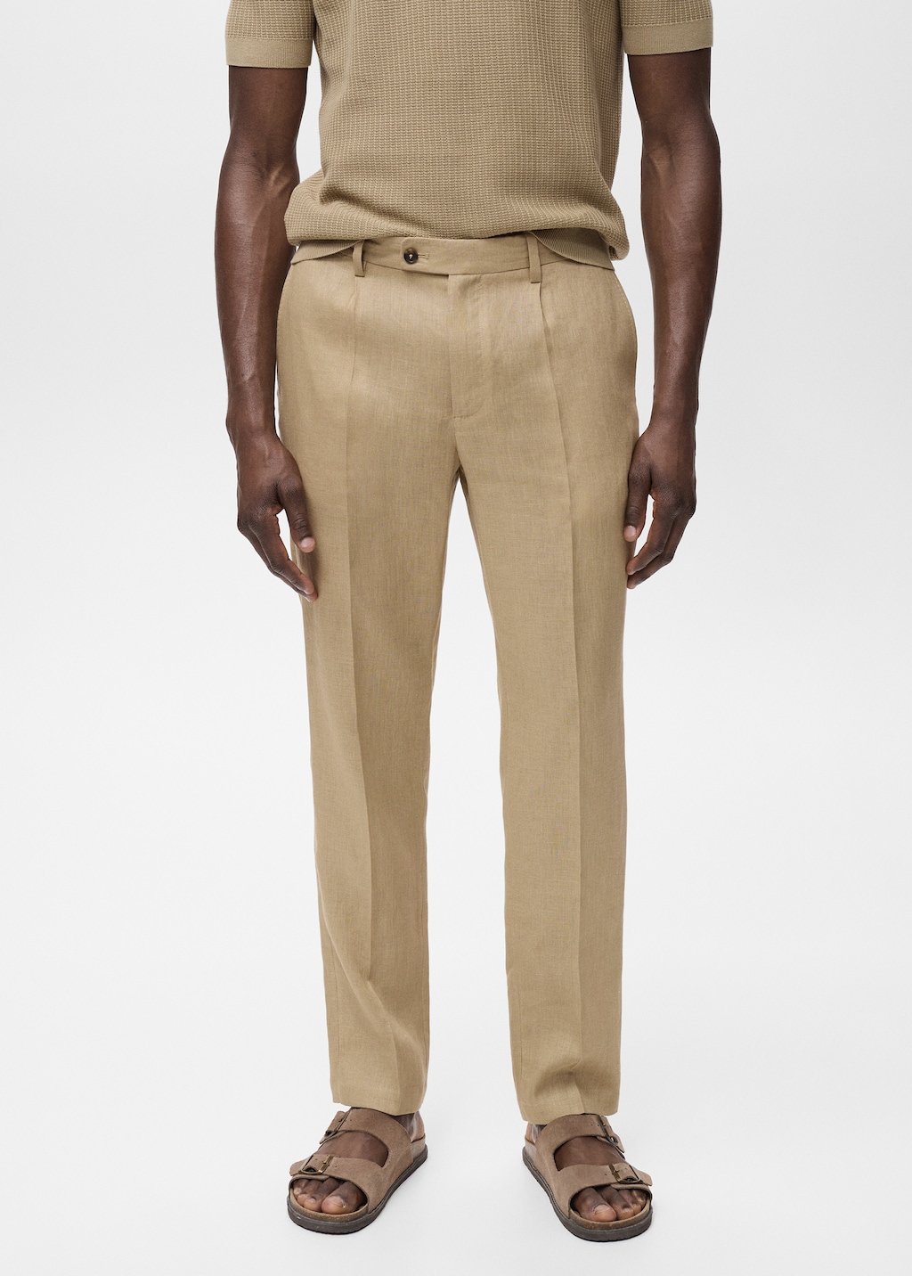 Slim-fit 100% linen trousers