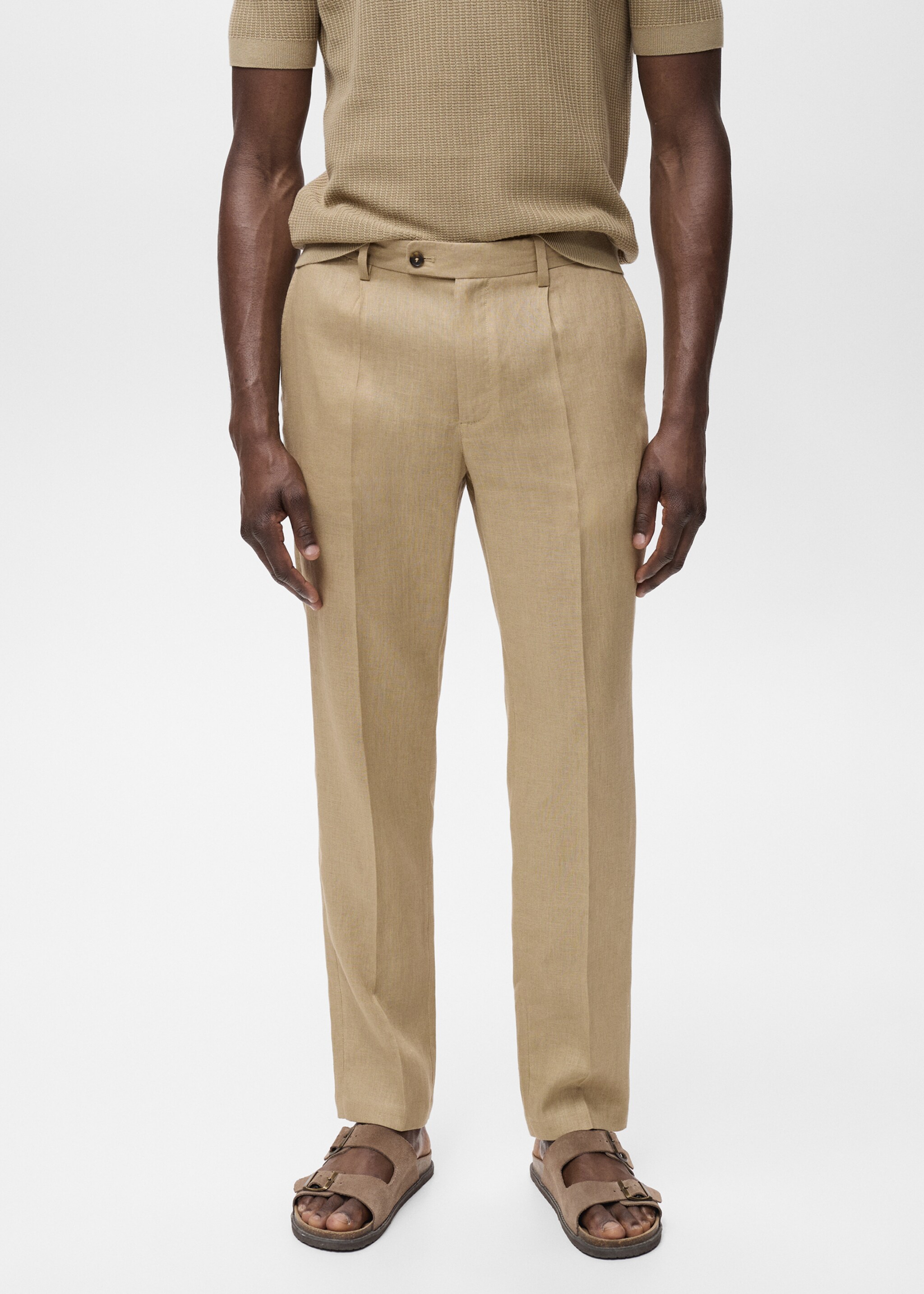 Slim-fit 100% linen trousers - Medium plane