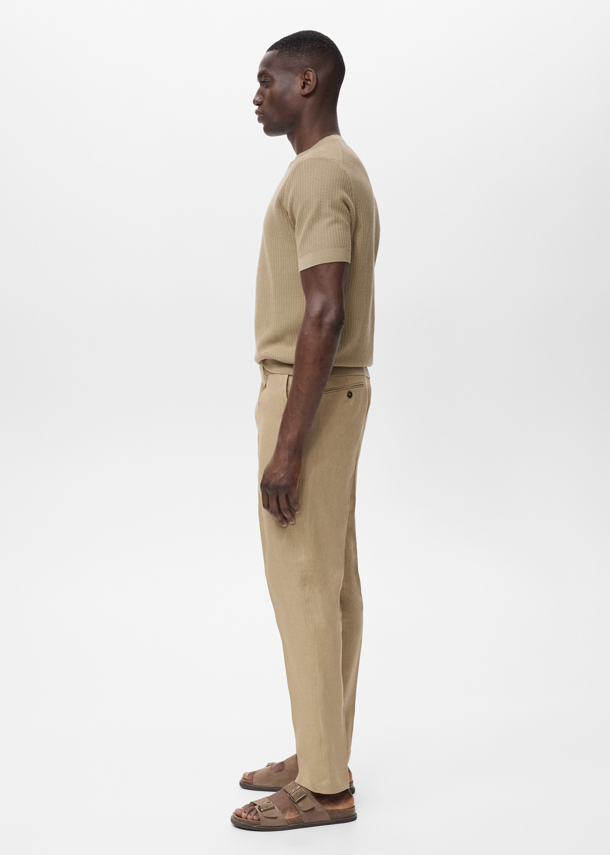Slim-fit 100% linen trousers - Details of the article 2