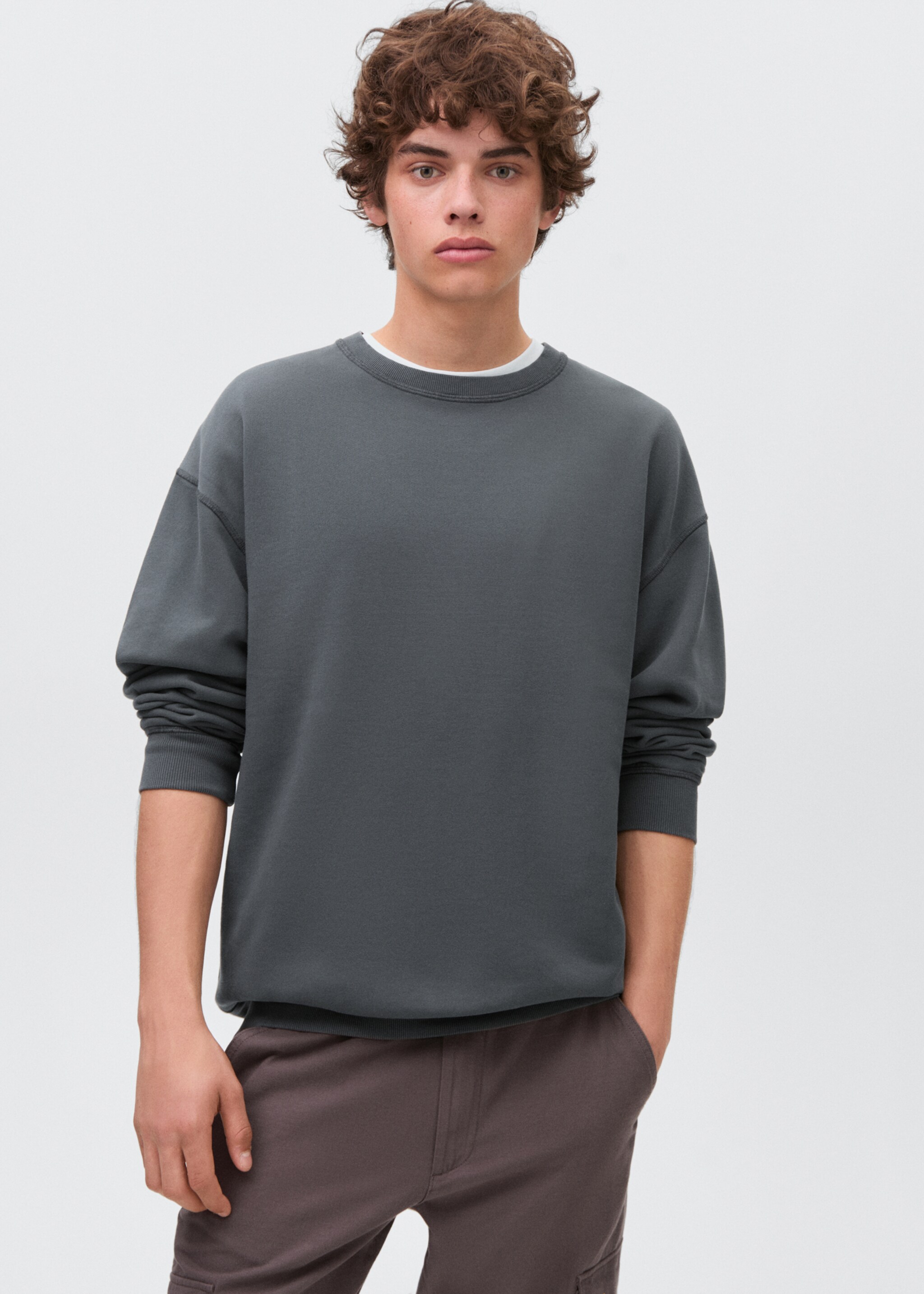 Basic-Baumwollsweatshirt - Mittlere Ansicht