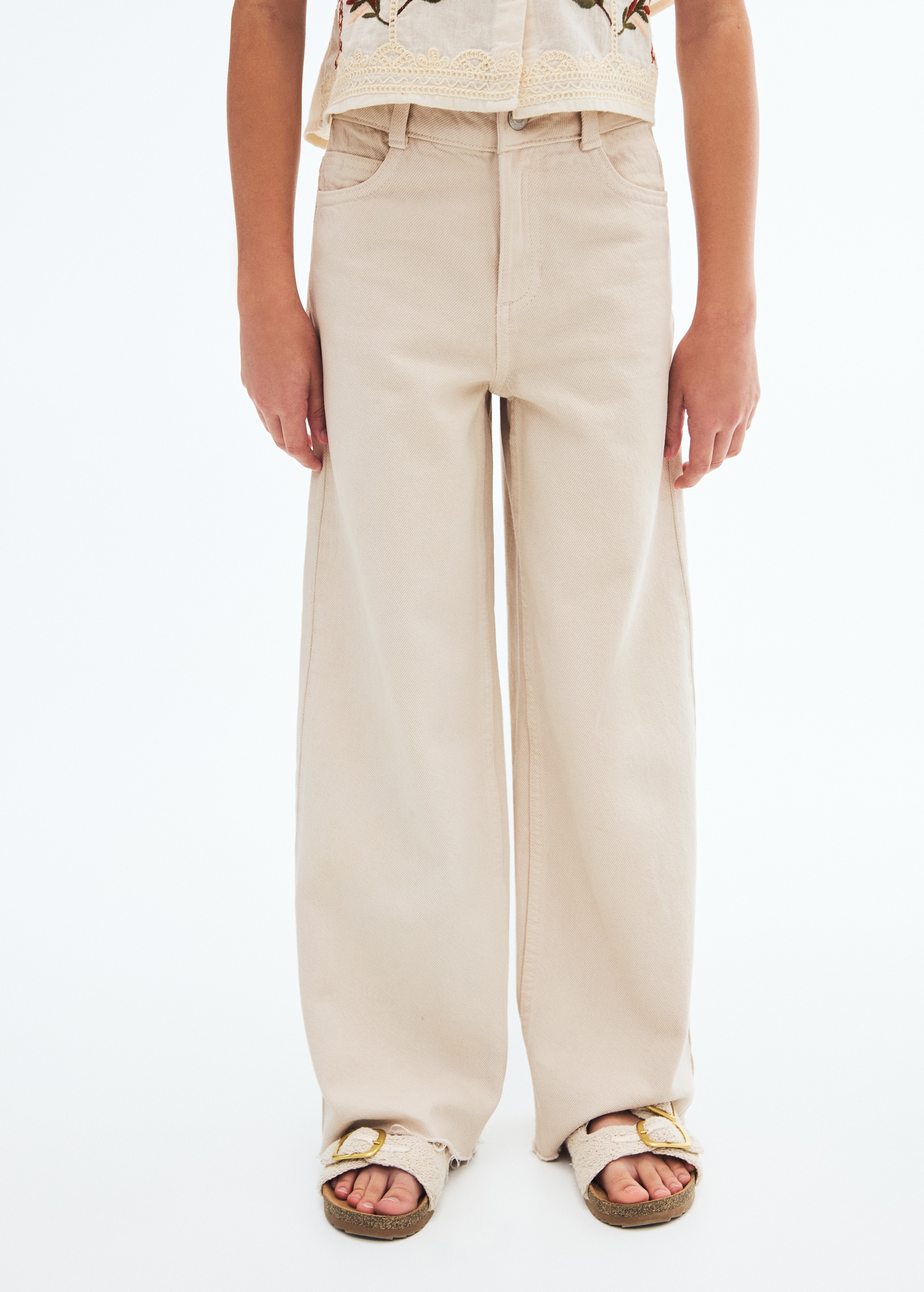 Wideleg-Jeans mit ausgefranstem Saum - Detail des Artikels 6