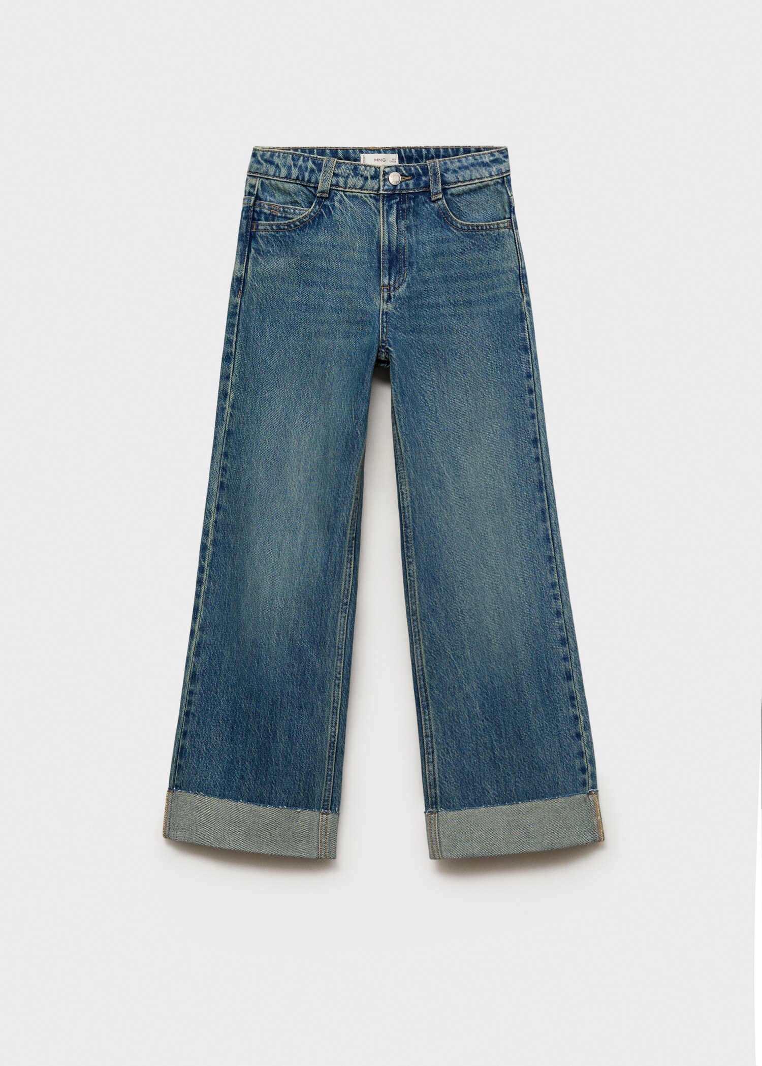 Wide-leg jeans with turned-up hem - Article without model