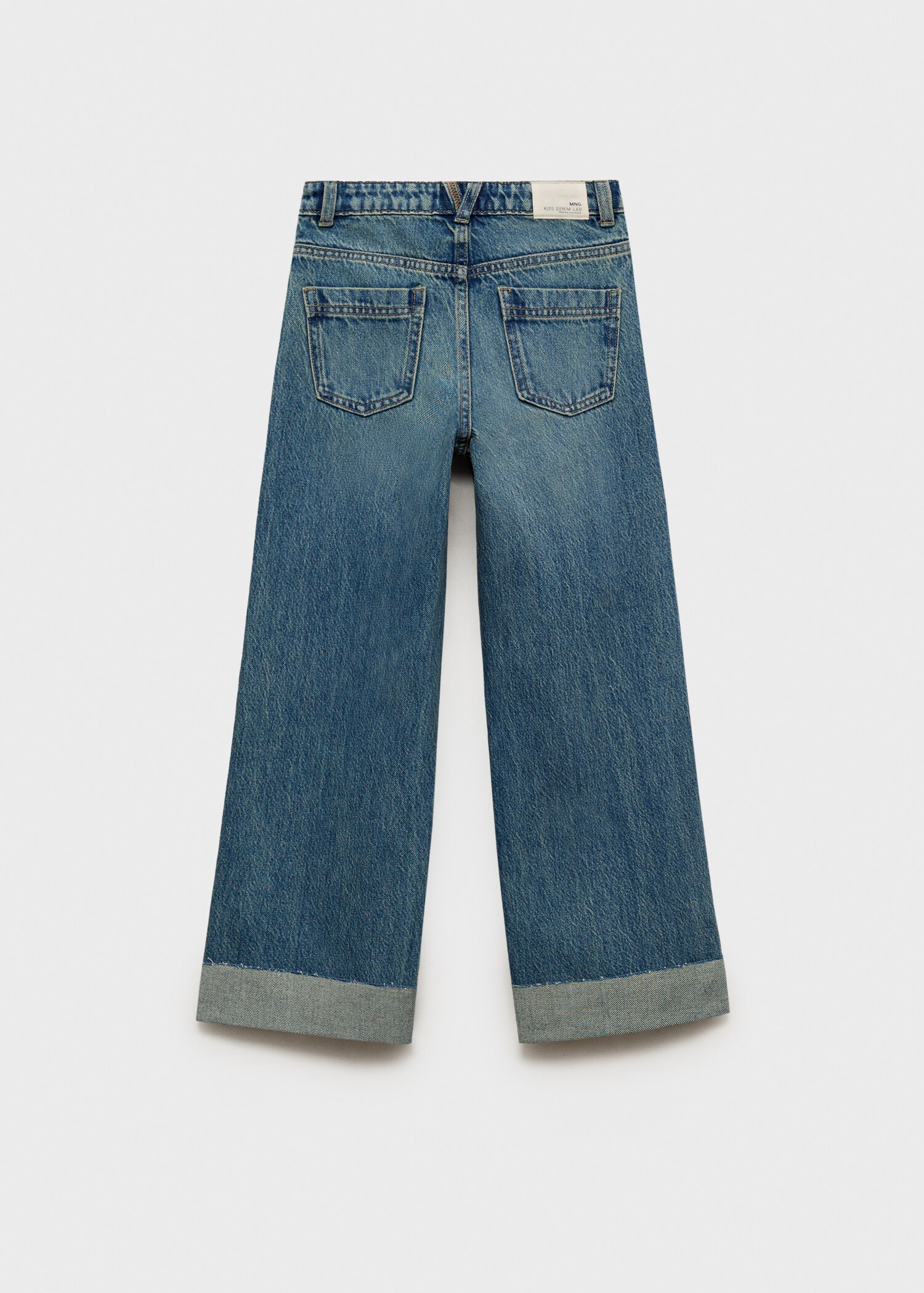 Wide-leg jeans with turned-up hem - Reverse of the article
