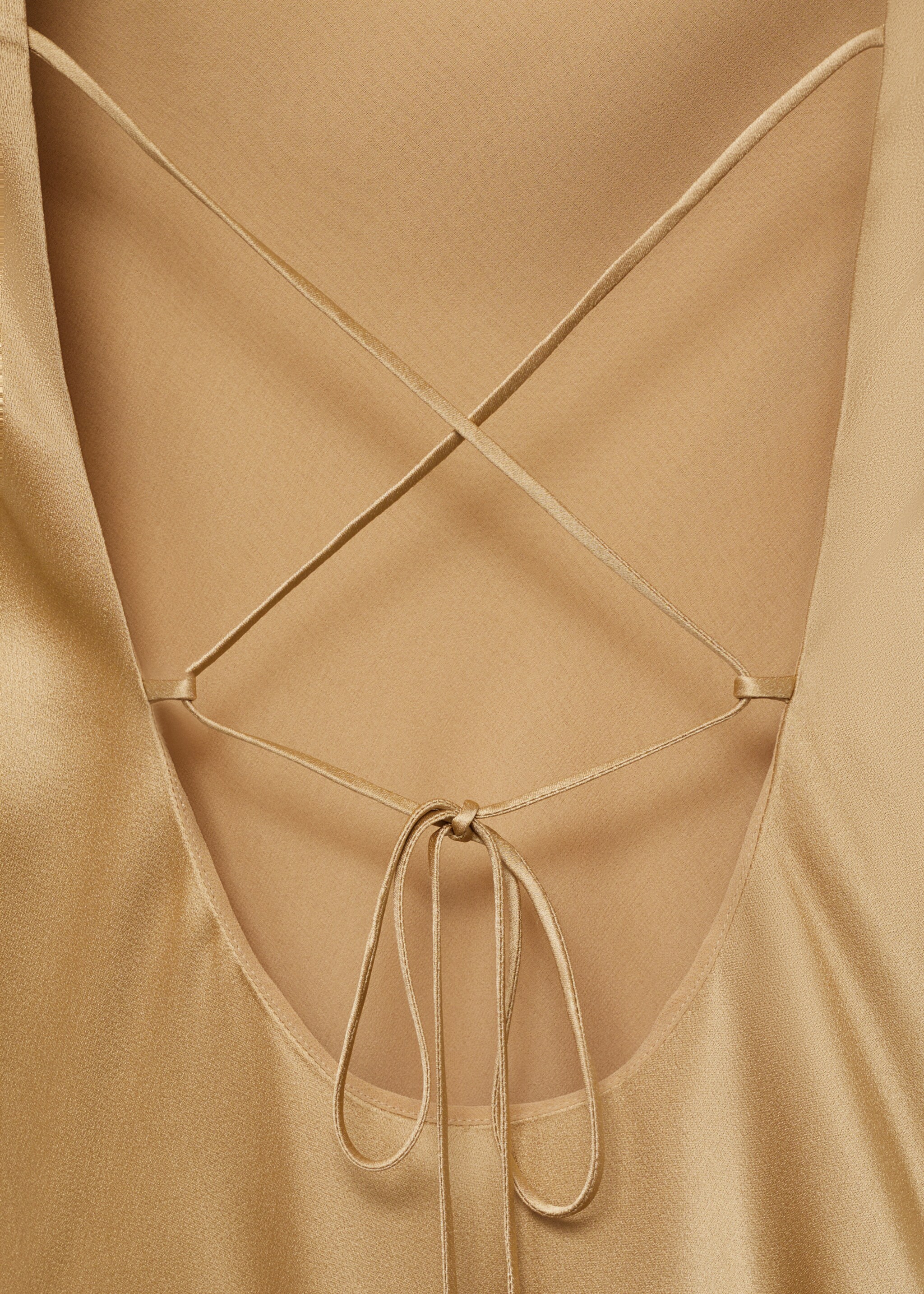Asymmetrical satin dress with fringes - Details of the article 0