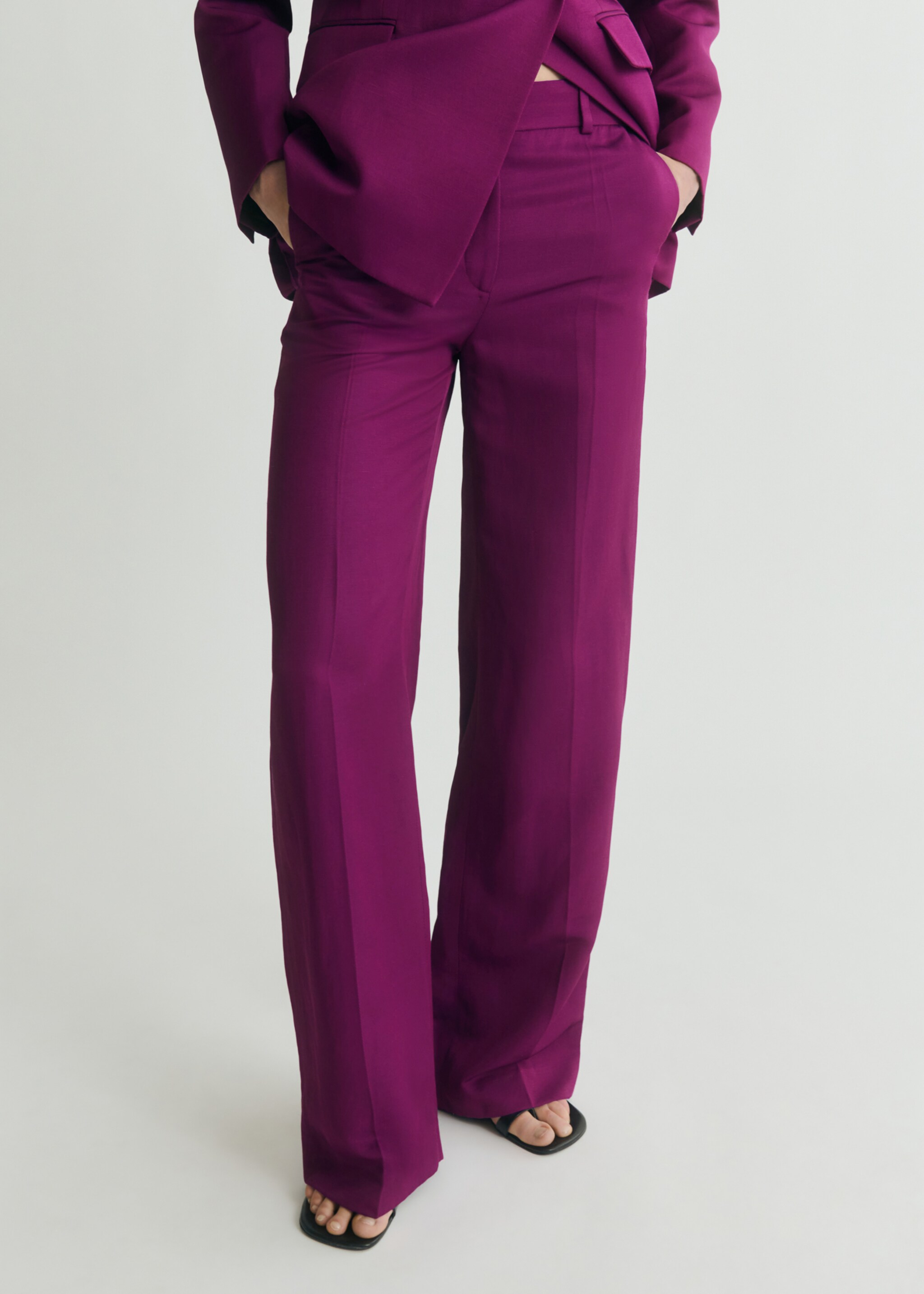 Straight-fit suit trousers - Medium plane