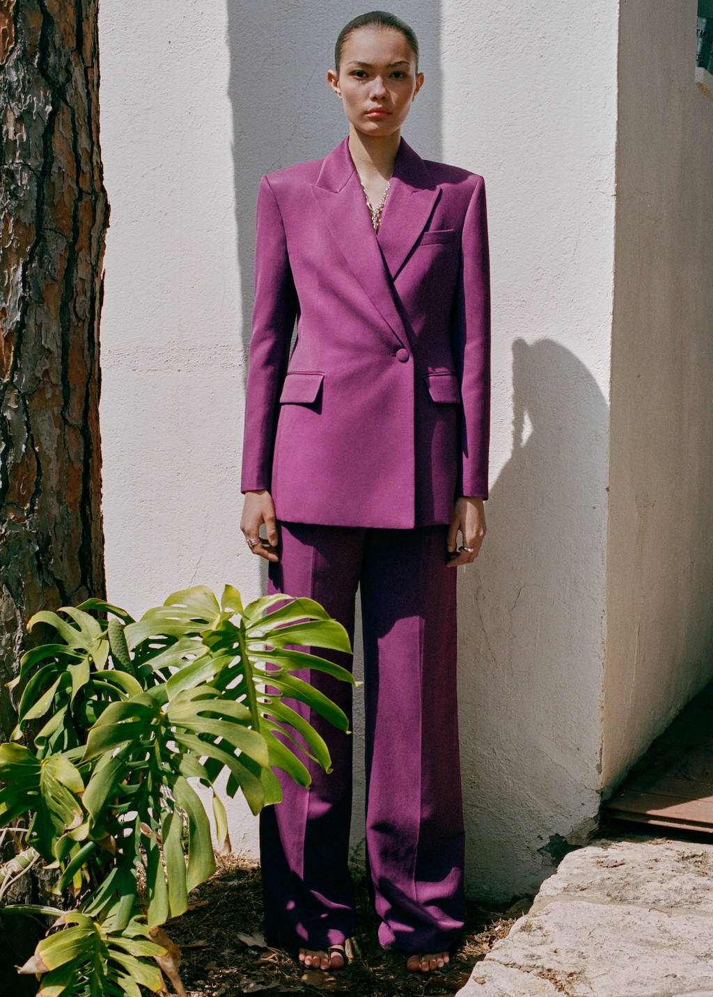 Straight-fit linen-blend suit pants