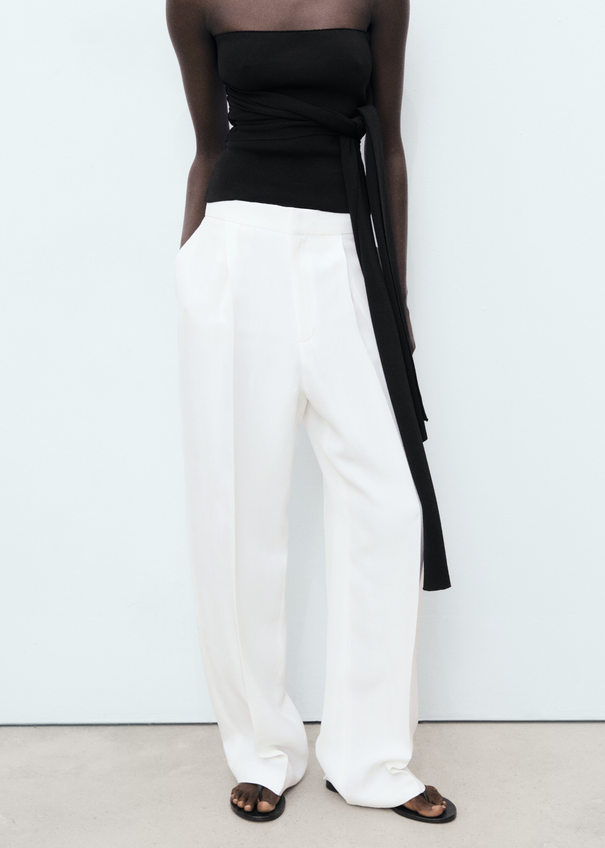 Linen-blend pleated trousers - Medium plane