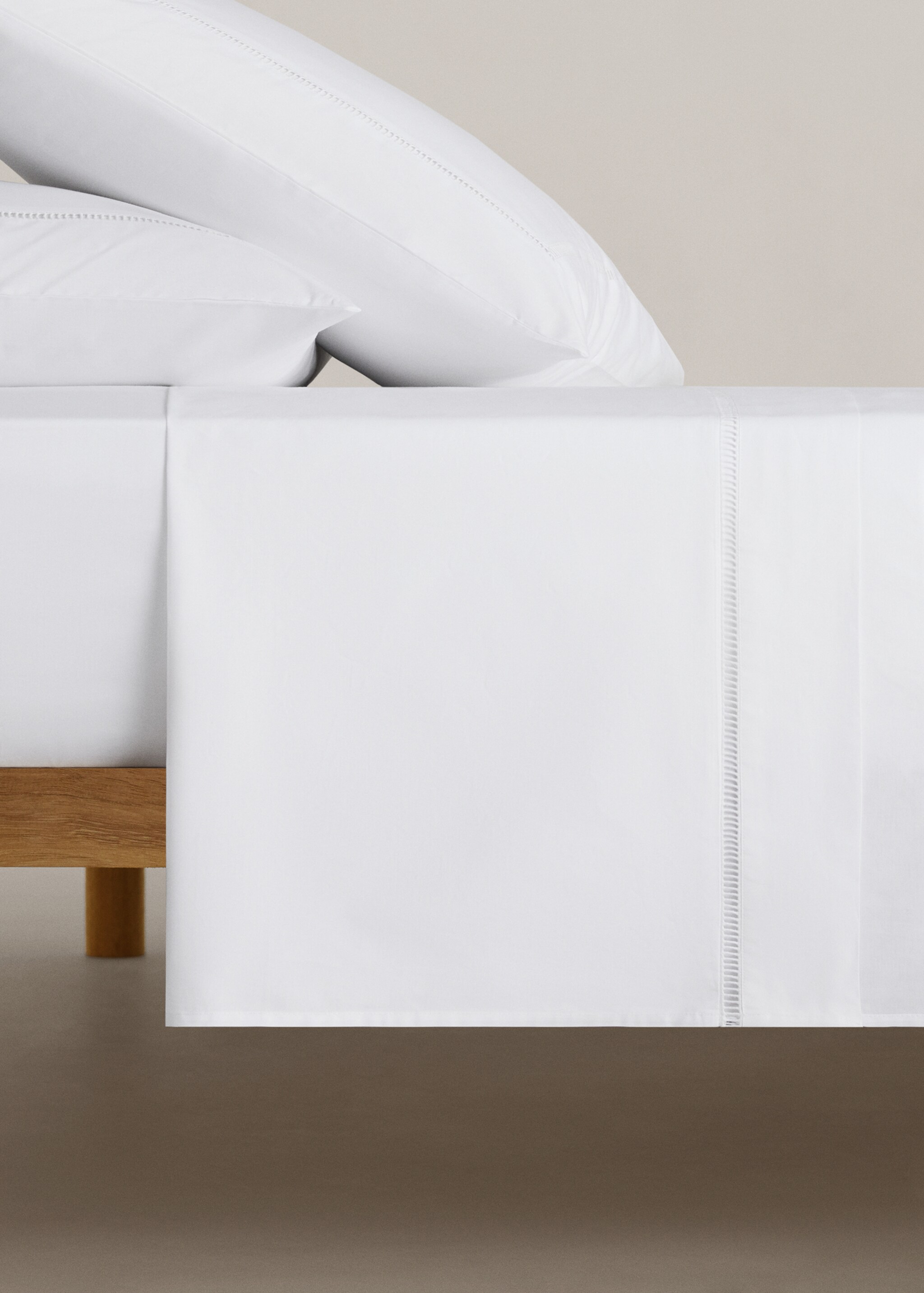 Perkalkatoenen bovenlaken met open zoom, bed 150/160 cm - Artikel zonder model