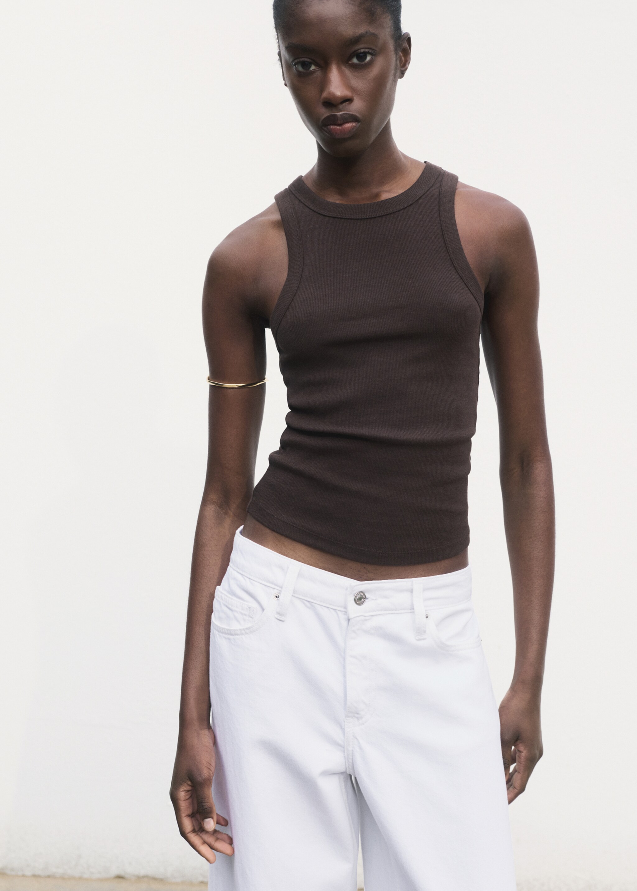 Ribbed cotton-blend top - Details of the article 1