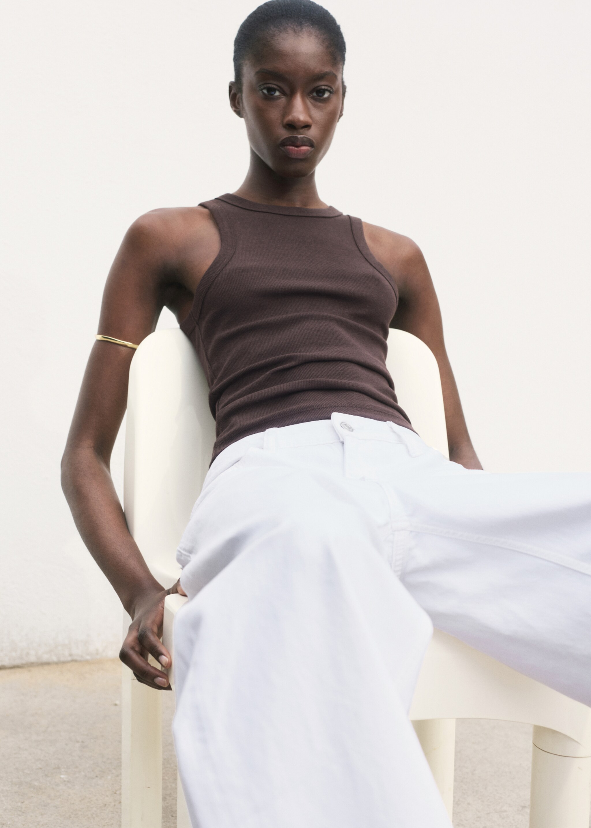 Ribbed cotton-blend top - Details of the article 2