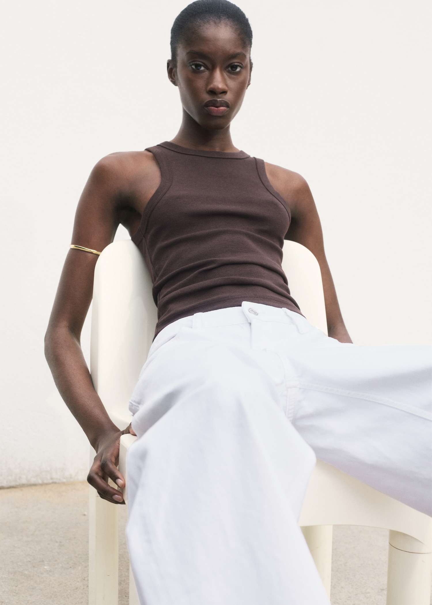 Ribbed cotton-blend top - Women | MANGO USA